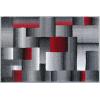 Flash Furniture Elio Collection Color Blocked Pattern Area Rug – High Pile Blue Olefin Rug – 8′ x 10′ Area Rug – Jute Backing – Hallway, Entryway, Bedroom(Red)