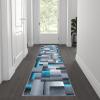 Flash Furniture Elio Collection Color Blocked Pattern Area Rug – High Pile Blue Olefin Rug – 8′ x 10′ Area Rug – Jute Backing – Hallway, Entryway, Bedroom(Turquoise)