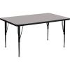 Flash Furniture Wren 36”W x 72”L Rectangular Grey HP Laminate Activity Table – Height Adjustable Short Legs(Grey)