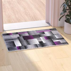Flash Furniture Elio Collection Color Blocked Pattern Area Rug – High Pile Blue Olefin Rug – 8′ x 10′ Area Rug – Jute Backing – Hallway, Entryway, Bedroom(Purple)
