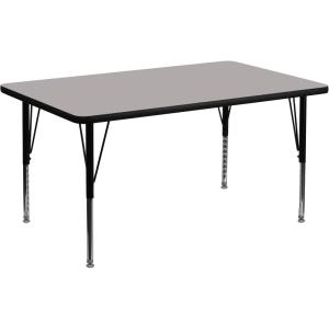 Flash Furniture Wren 36”W x 72”L Rectangular Grey HP Laminate Activity Table – Height Adjustable Short Legs(Grey)