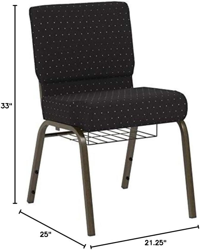 image:imageFlash Furniture 4 Pack HERCULES Series 21W Church Chair in Dark Gray Fabric with Book Rack Silver Vein FrameBlack Dot Patterned FabricGold Vein Frame