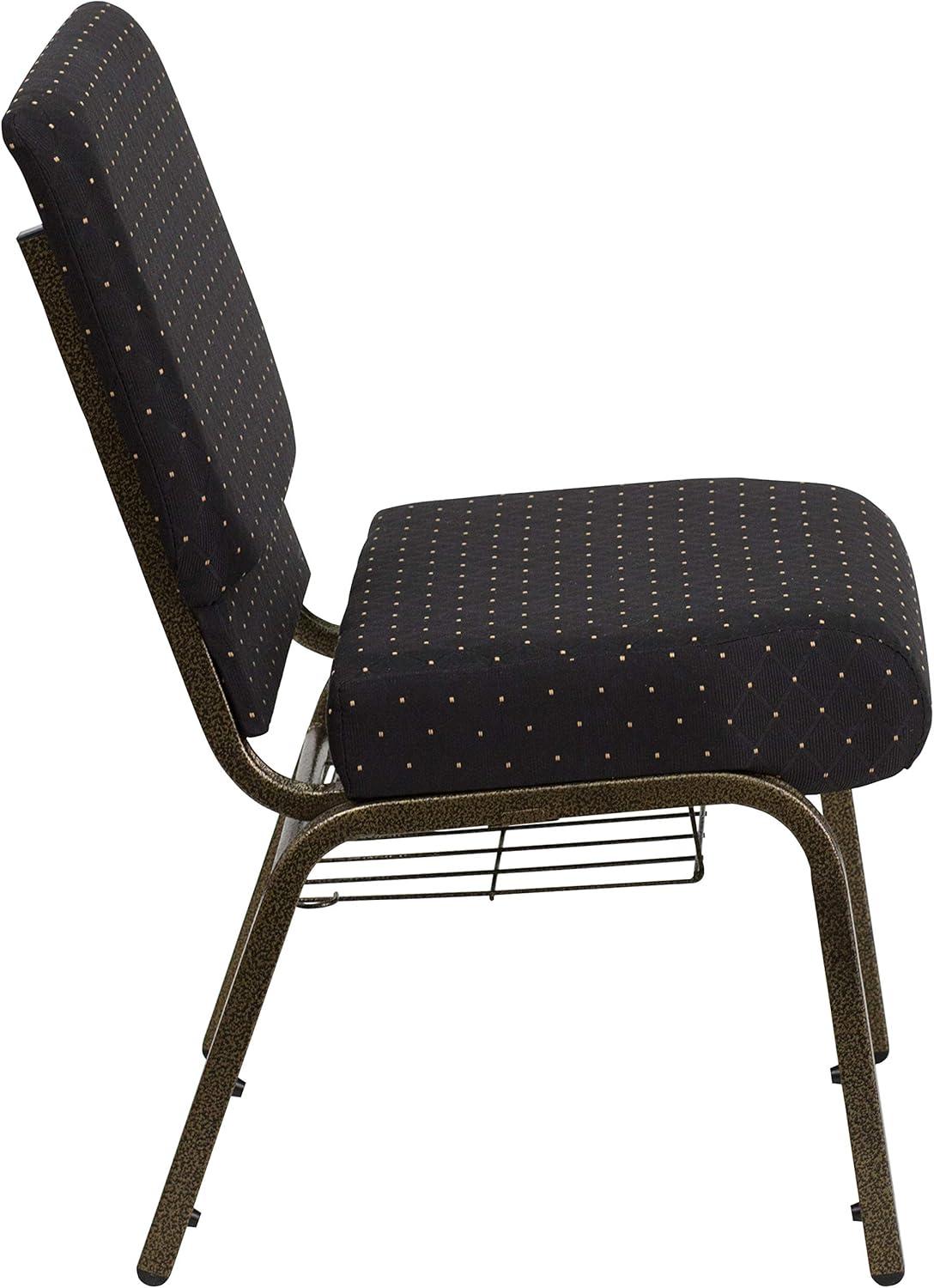 image:imageFlash Furniture 4 Pack HERCULES Series 21W Church Chair in Dark Gray Fabric with Book Rack Silver Vein FrameBlack Dot Patterned FabricGold Vein Frame