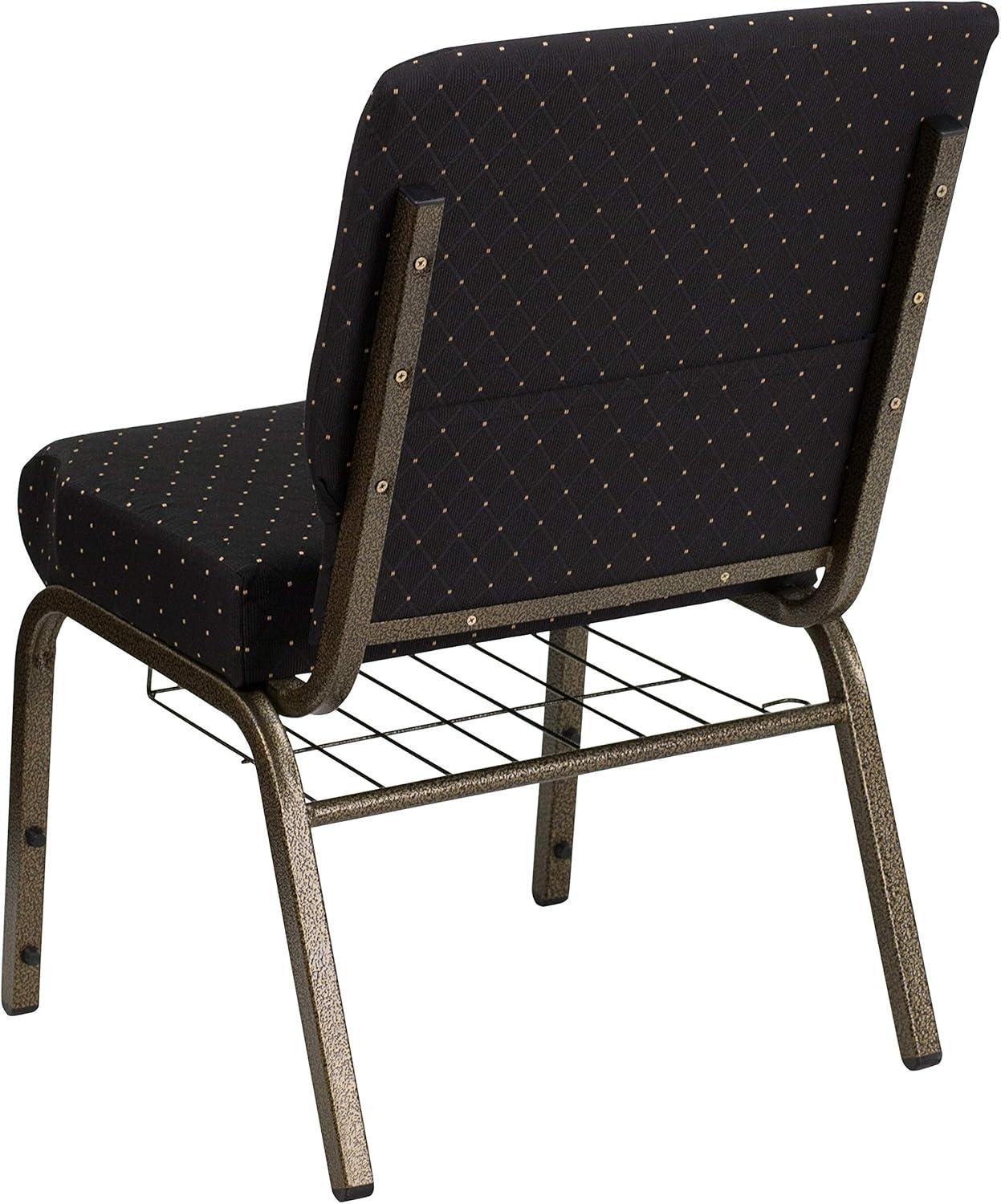 image:imageFlash Furniture 4 Pack HERCULES Series 21W Church Chair in Dark Gray Fabric with Book Rack Silver Vein FrameBlack Dot Patterned FabricGold Vein Frame