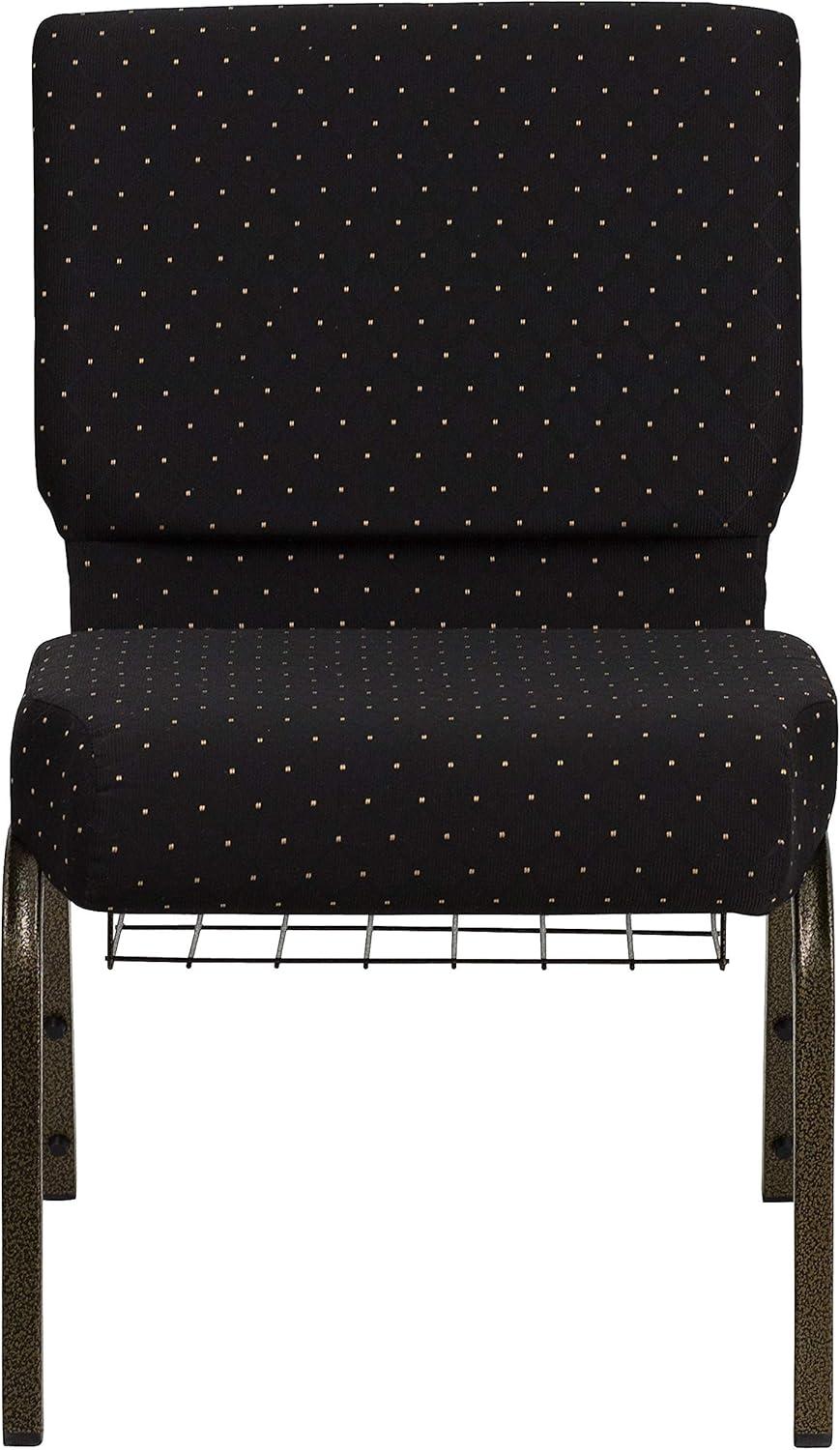 image:imageFlash Furniture 4 Pack HERCULES Series 21W Church Chair in Dark Gray Fabric with Book Rack Silver Vein FrameBlack Dot Patterned FabricGold Vein Frame