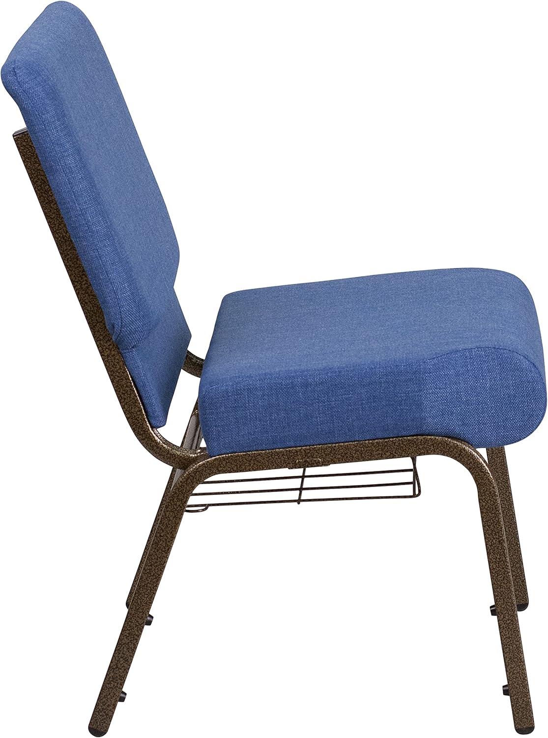 image:imageFlash Furniture 4 Pack HERCULES Series 21W Church Chair in Dark Gray Fabric with Book Rack Silver Vein FrameBlue FabricGold Vein Frame
