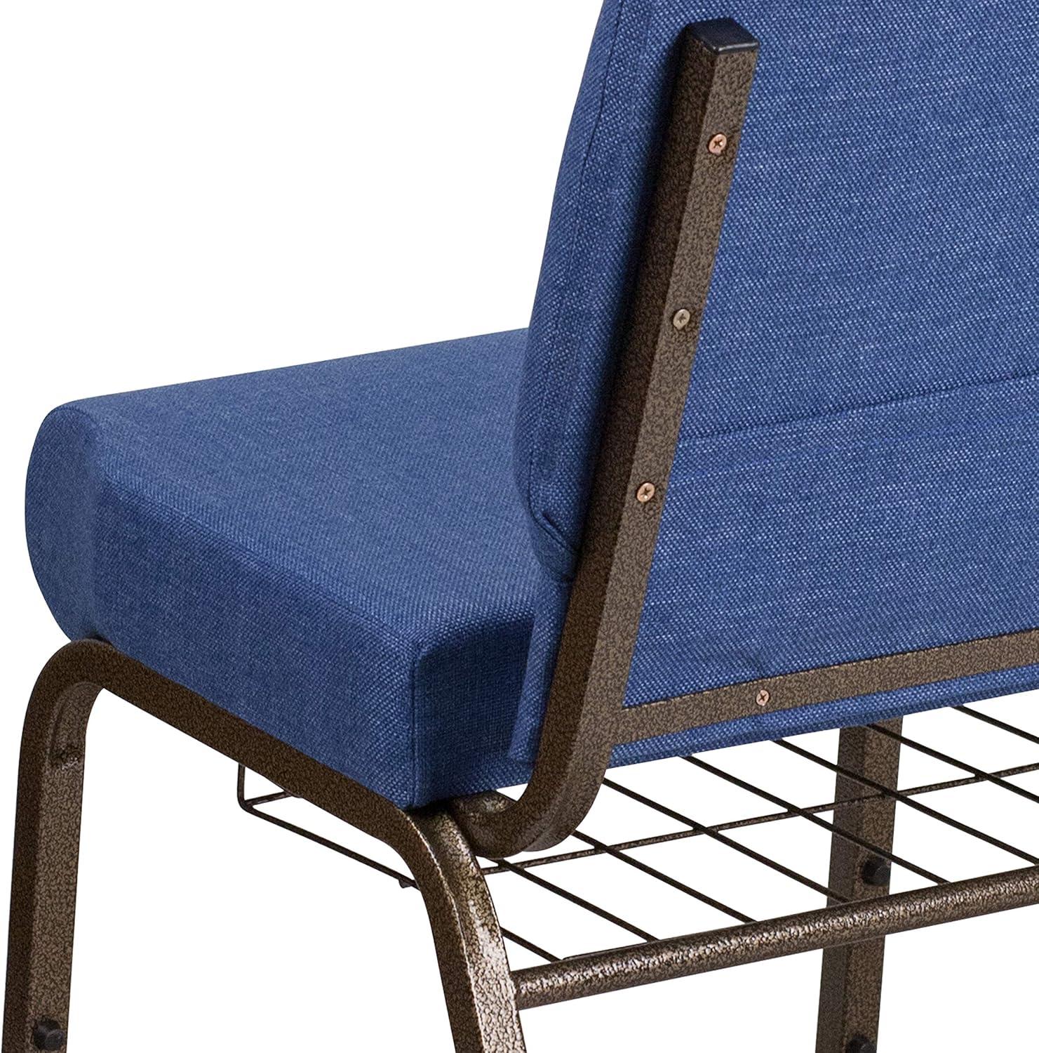 image:imageFlash Furniture 4 Pack HERCULES Series 21W Church Chair in Dark Gray Fabric with Book Rack Silver Vein FrameBlue FabricGold Vein Frame