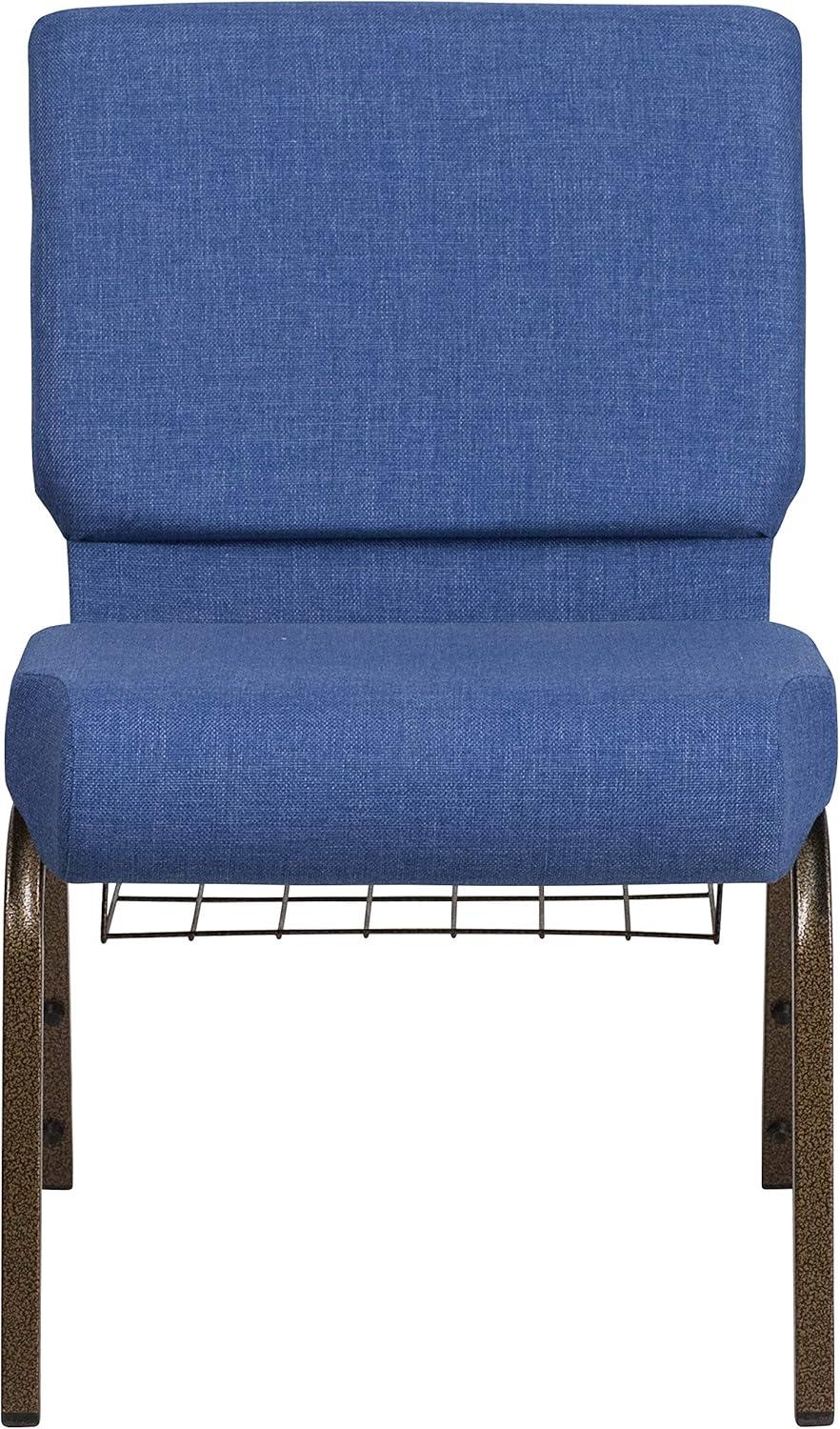 image:imageFlash Furniture 4 Pack HERCULES Series 21W Church Chair in Dark Gray Fabric with Book Rack Silver Vein FrameBlue FabricGold Vein Frame