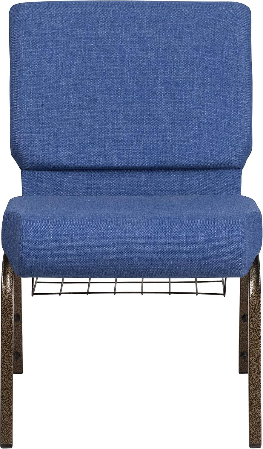 image:imageFlash Furniture 4 Pack HERCULES Series 21W Church Chair in Dark Gray Fabric with Book Rack Silver Vein FrameBlue FabricGold Vein Frame