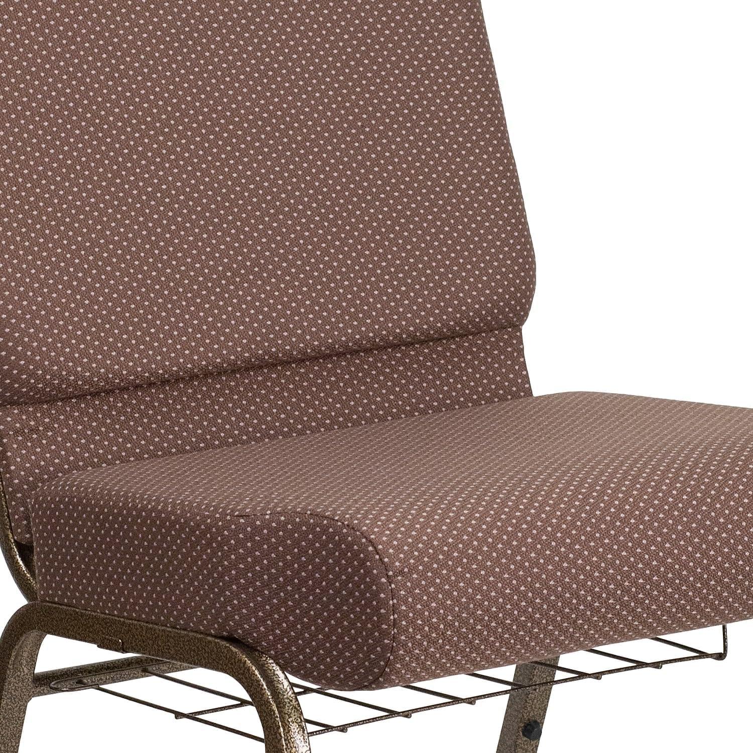 image:imageFlash Furniture 4 Pack HERCULES Series 21W Church Chair in Dark Gray Fabric with Book Rack Silver Vein FrameBrown Dot Patterned FabricGold Vein Frame