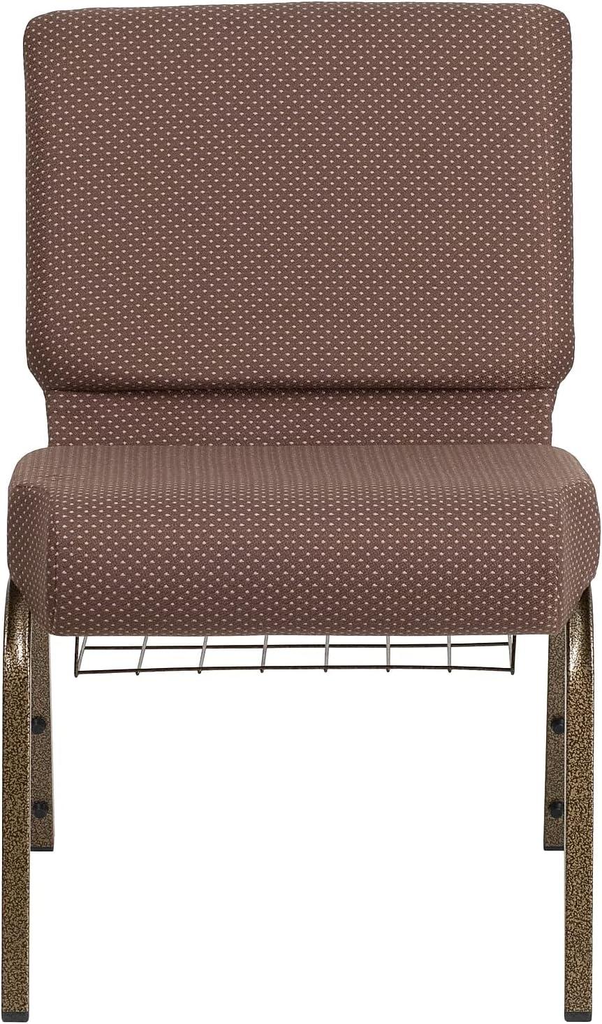 image:imageFlash Furniture 4 Pack HERCULES Series 21W Church Chair in Dark Gray Fabric with Book Rack Silver Vein FrameBrown Dot Patterned FabricGold Vein Frame