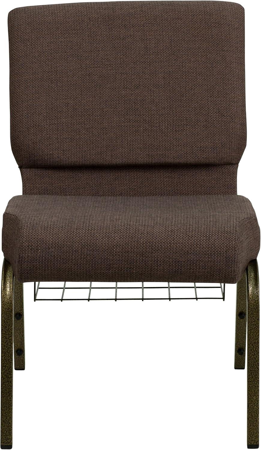 image:imageFlash Furniture 4 Pack HERCULES Series 21W Church Chair in Dark Gray Fabric with Book Rack Silver Vein FrameBrown FabricGold Vein Frame