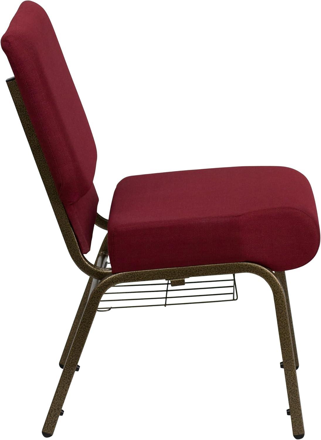 image:imageFlash Furniture 4 Pack HERCULES Series 21W Church Chair in Dark Gray Fabric with Book Rack Silver Vein FrameBurgundy FabricGold Vein Frame