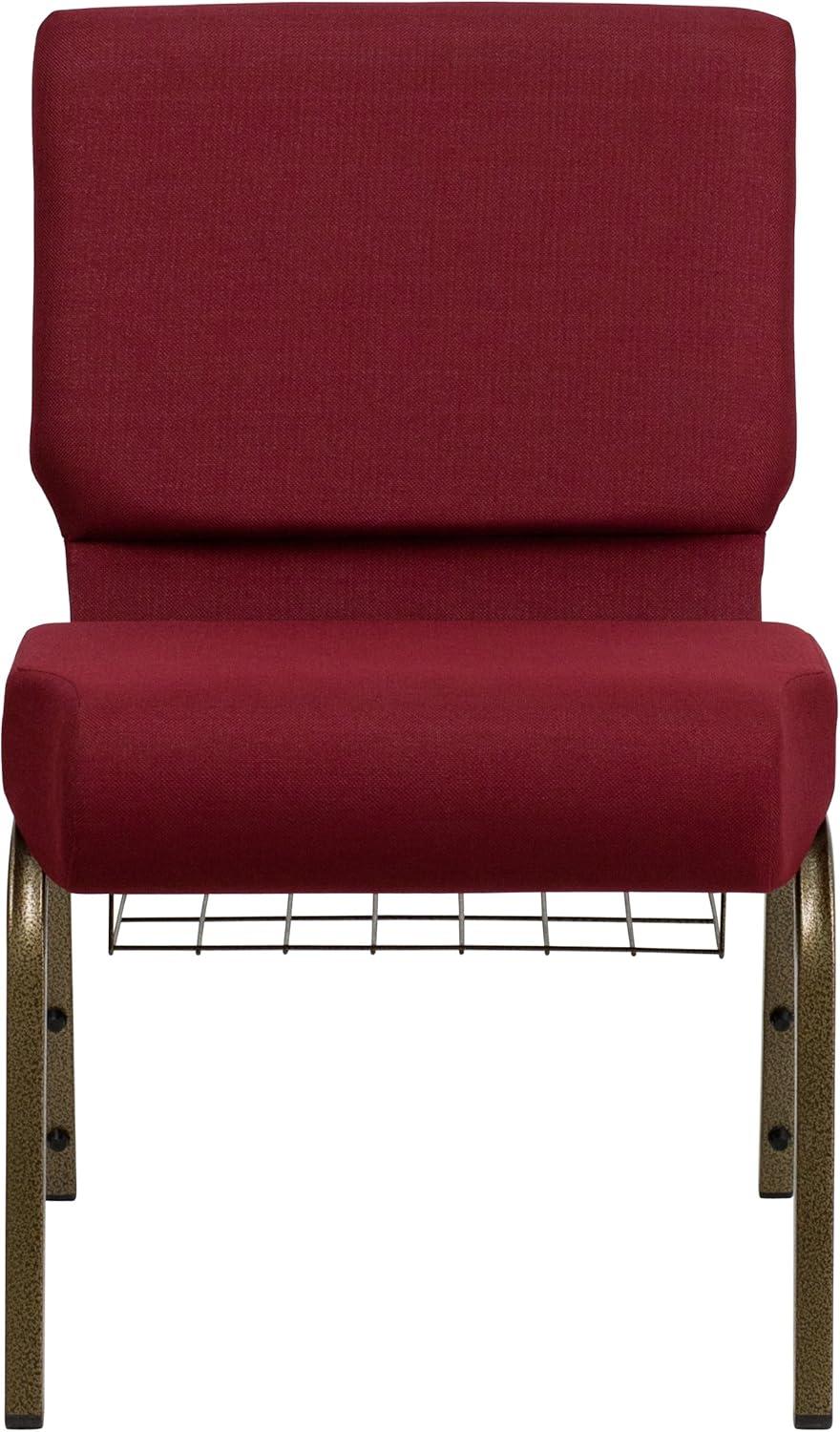 image:imageFlash Furniture 4 Pack HERCULES Series 21W Church Chair in Dark Gray Fabric with Book Rack Silver Vein FrameBurgundy FabricGold Vein Frame