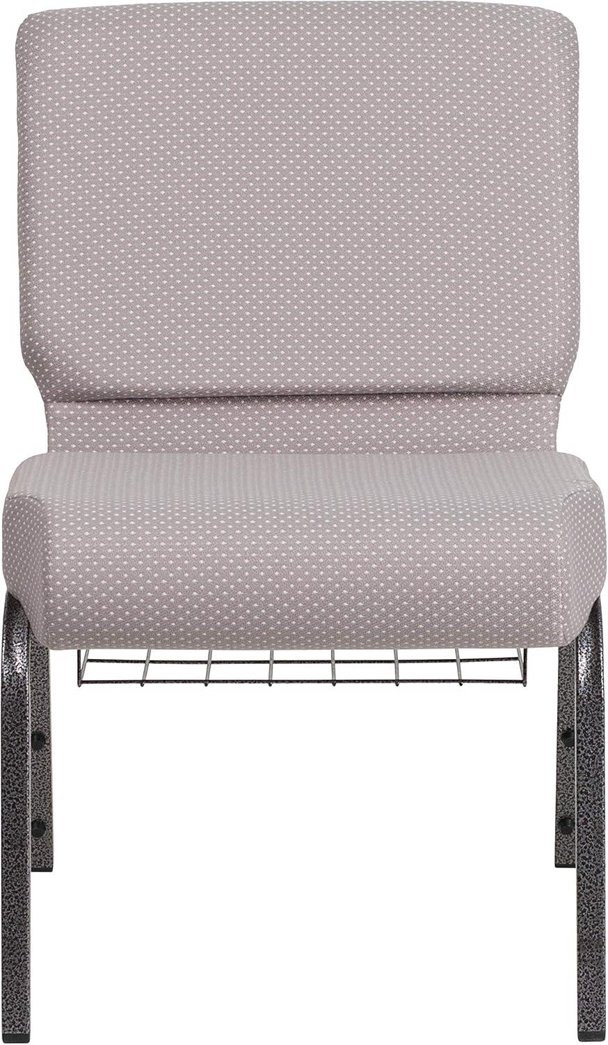 image:imageFlash Furniture 4 Pack HERCULES Series 21W Church Chair in Dark Gray Fabric with Book Rack Silver Vein FrameGray Dot FabricSilver Vein Frame