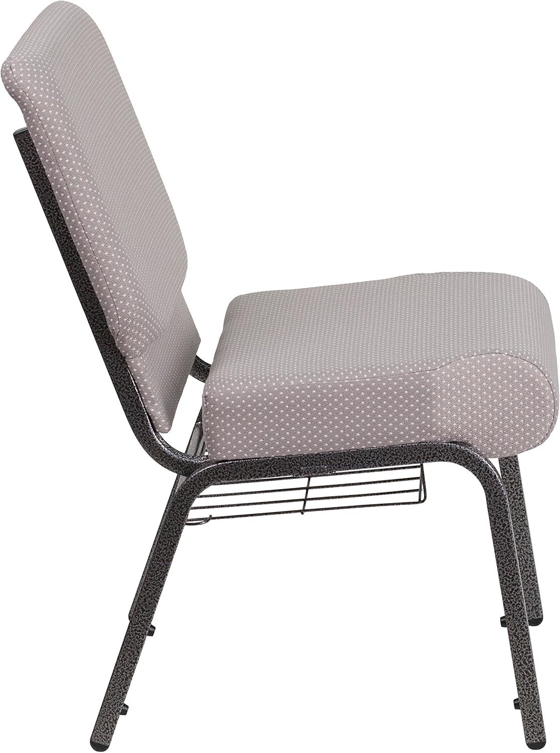 image:imageFlash Furniture 4 Pack HERCULES Series 21W Church Chair in Dark Gray Fabric with Book Rack Silver Vein FrameGray Dot Patterned FabricSilver Vein Frame