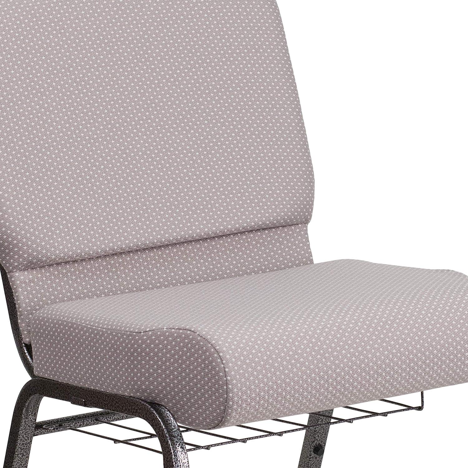 image:imageFlash Furniture 4 Pack HERCULES Series 21W Church Chair in Dark Gray Fabric with Book Rack Silver Vein FrameGray Dot Patterned FabricSilver Vein Frame
