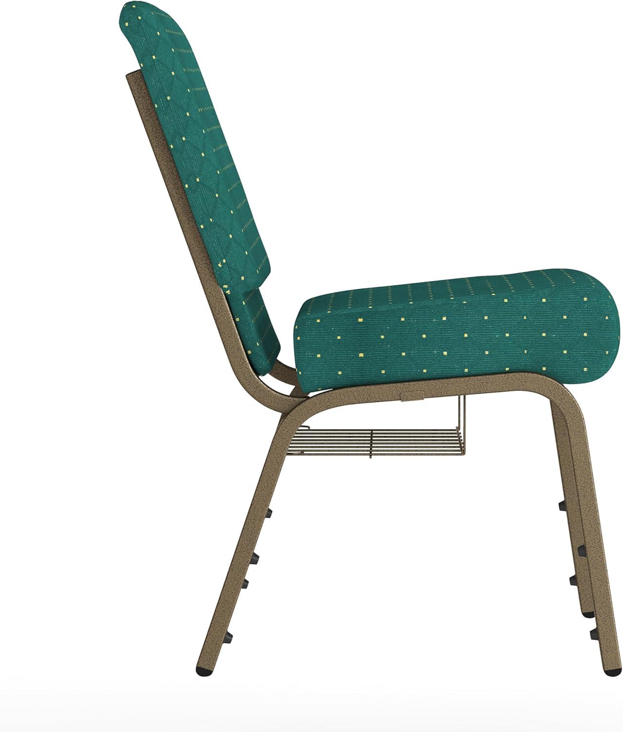 image:imageFlash Furniture 4 Pack HERCULES Series 21W Church Chair in Dark Gray Fabric with Book Rack Silver Vein FrameHunter Green Dot Patterned FabricGold Vein Frame