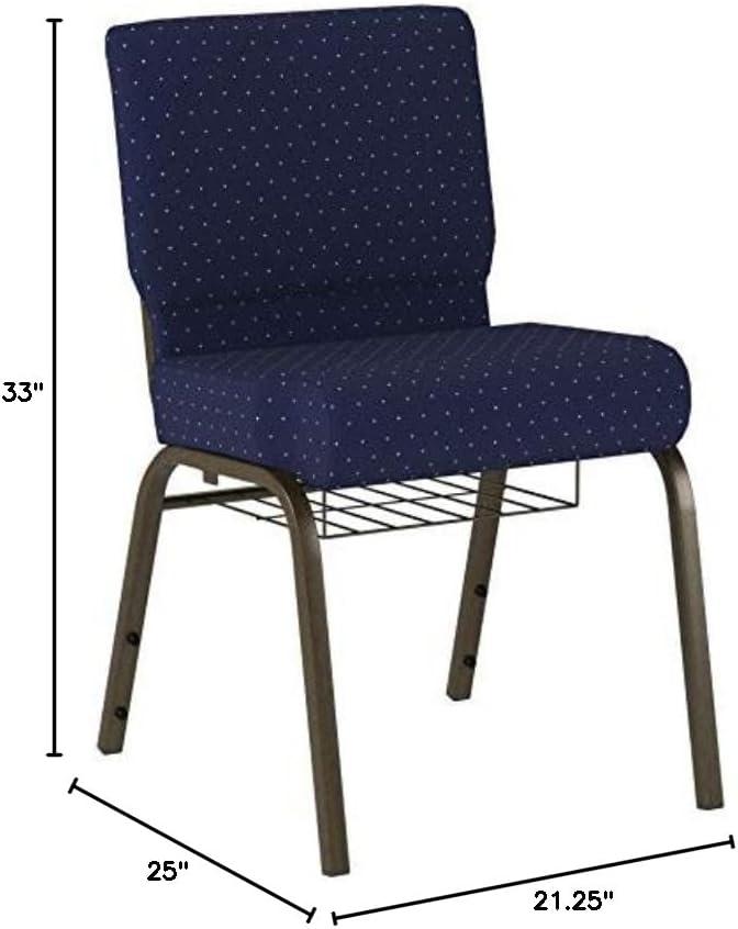 image:imageFlash Furniture 4 Pack HERCULES Series 21W Church Chair in Dark Gray Fabric with Book Rack Silver Vein FrameNavy Blue Dot Patterned FabricGold Vein Frame