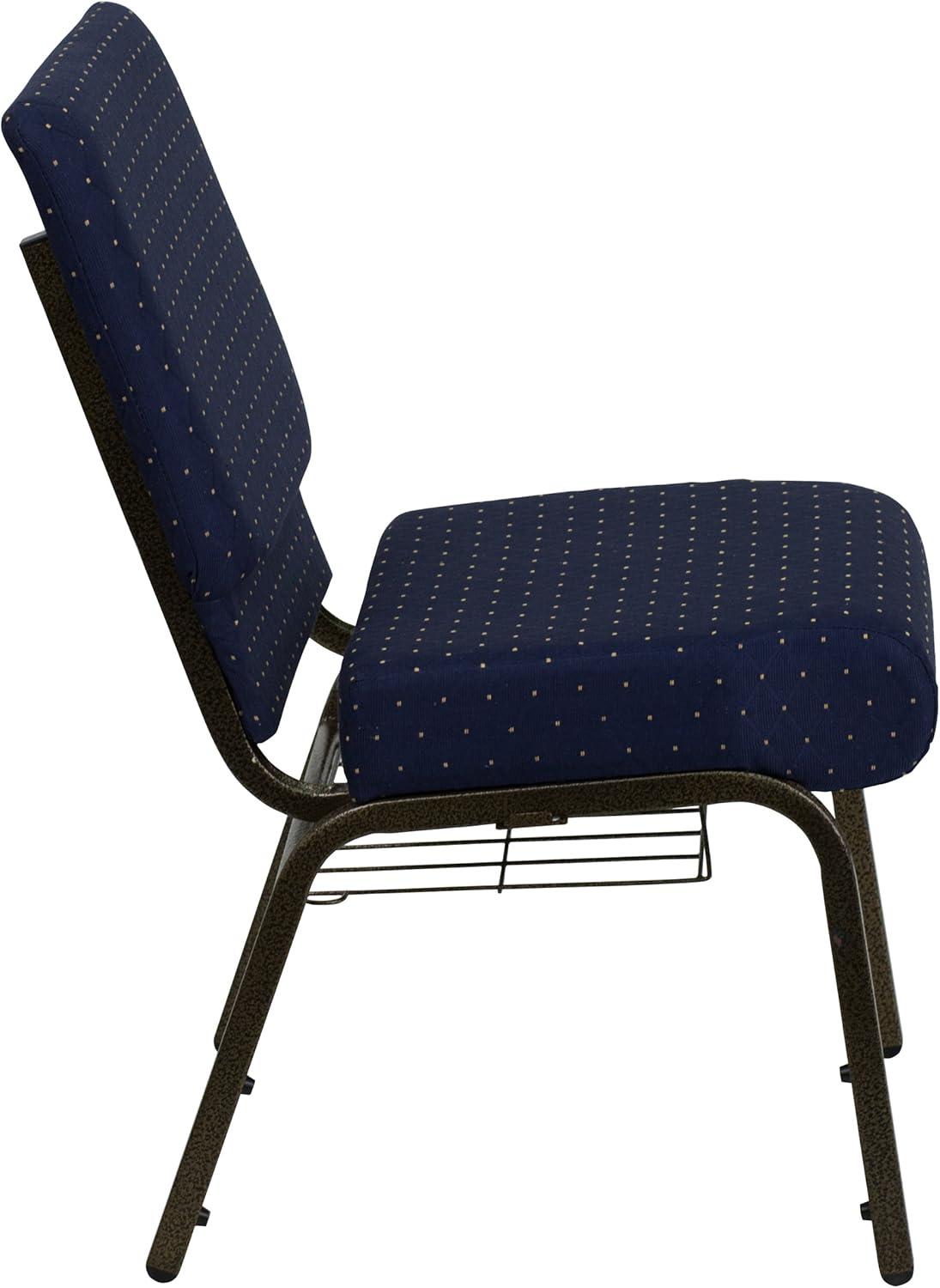 image:imageFlash Furniture 4 Pack HERCULES Series 21W Church Chair in Dark Gray Fabric with Book Rack Silver Vein FrameNavy Blue Dot Patterned FabricGold Vein Frame