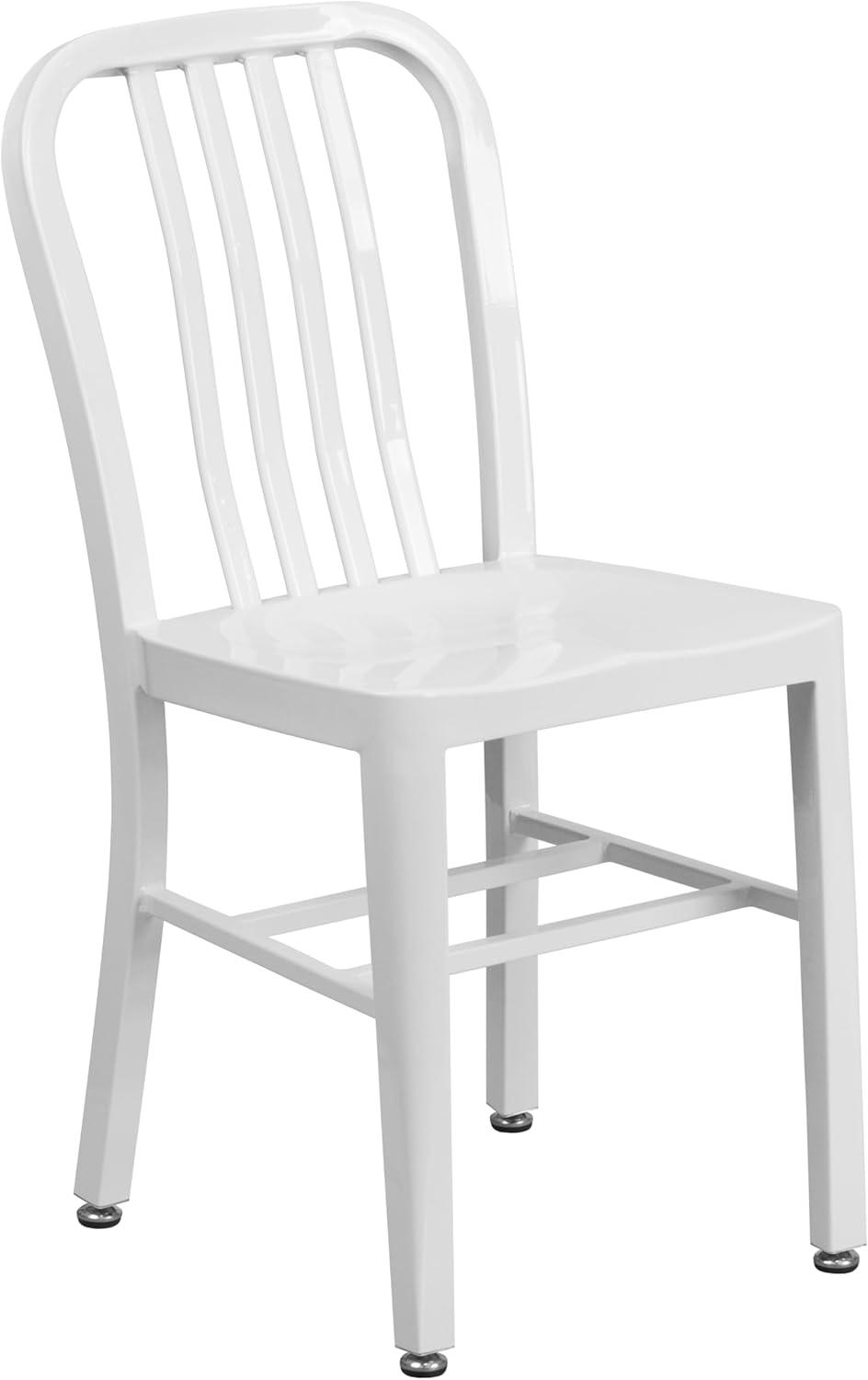 image:imageFlash Furniture Commercial Grade 30 Round Blue Metal IndoorOutdoor Table Set with 4 Vertical Slat Back ChairsWhite