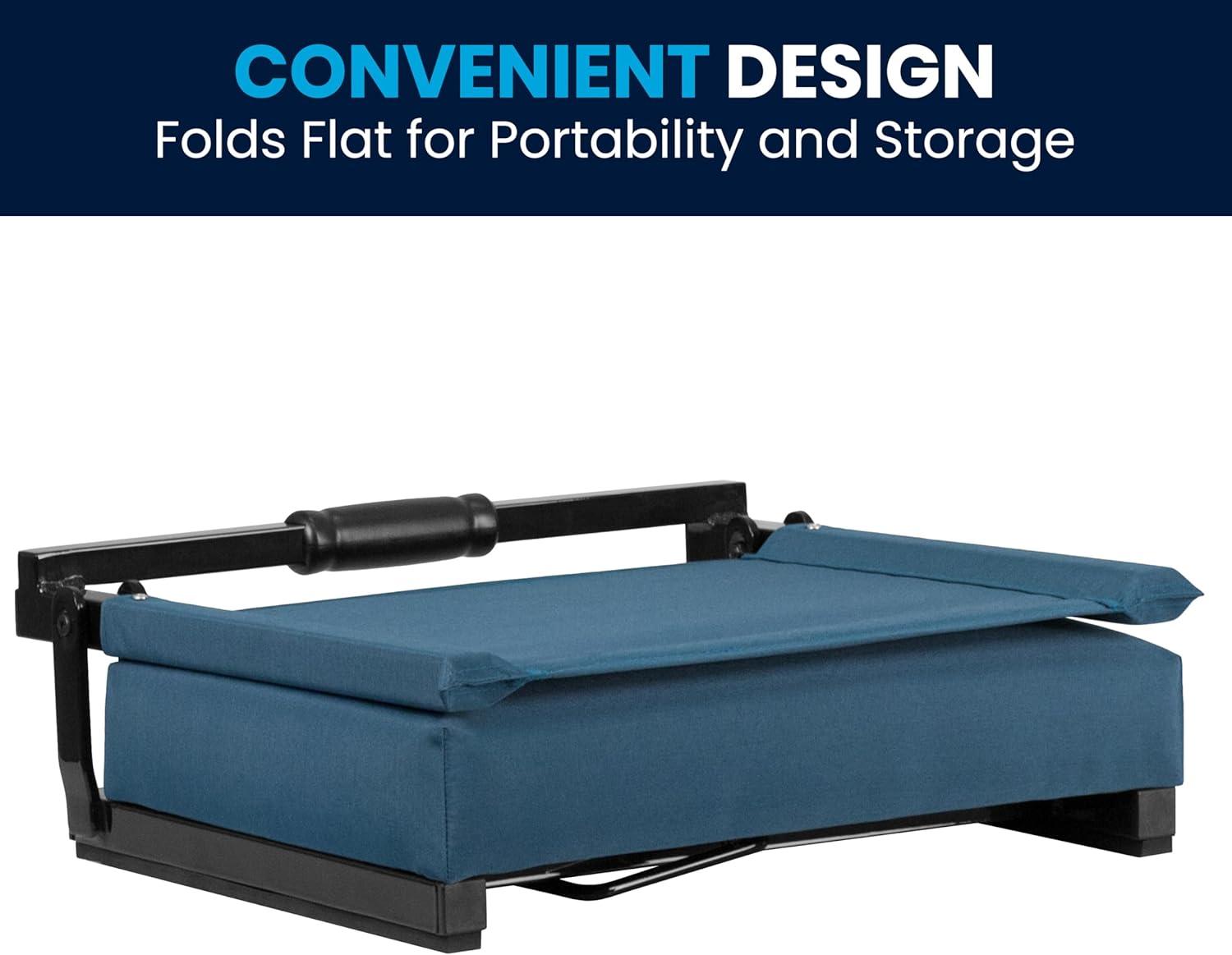 image:imageFlash Furniture Grandstand Portable Stadium Seats for Bleachers or Benches Folding Padded Stadium Chairs with Handle Pack of 2 500 lb Weight Capacity BlueTeal