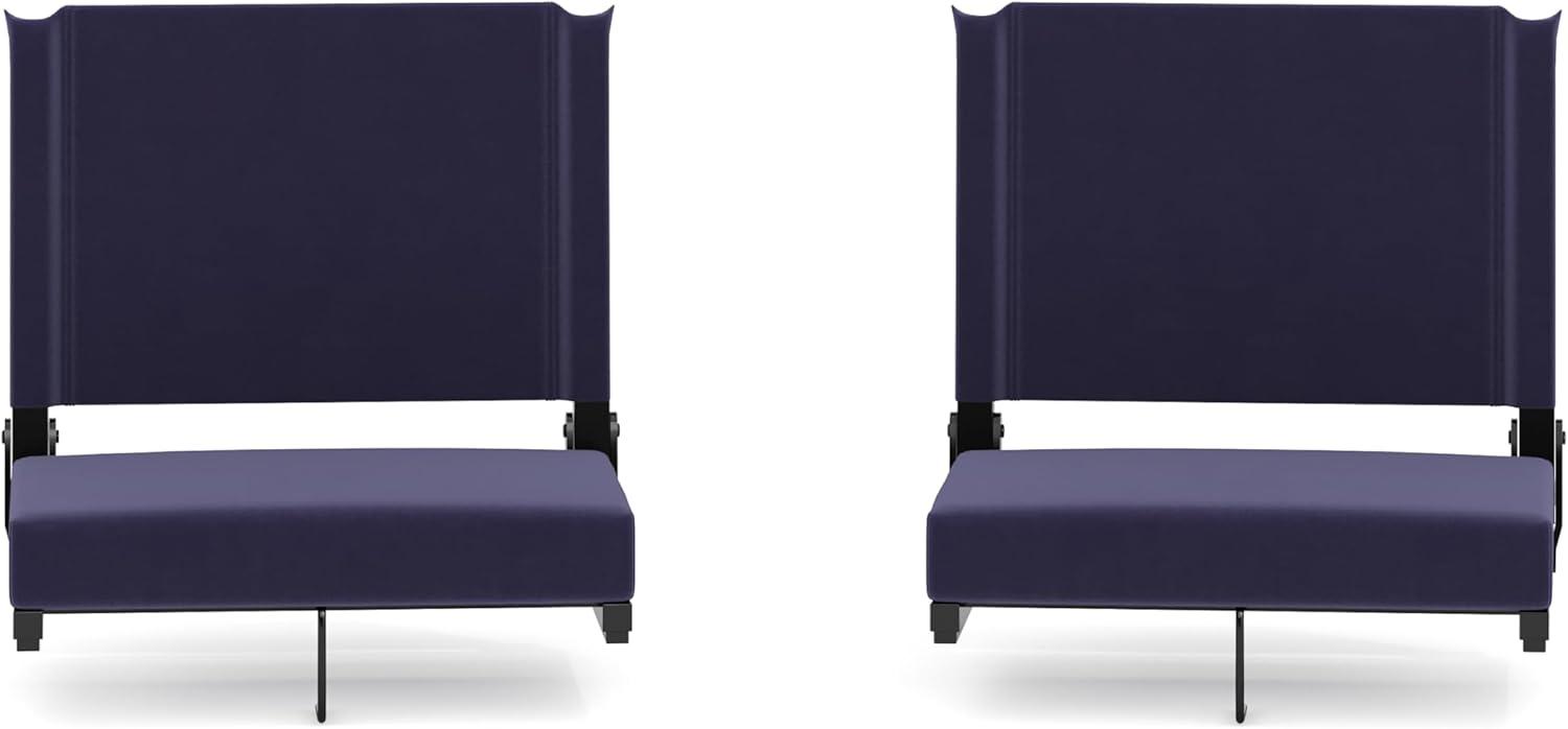 image:imageFlash Furniture Grandstand Portable Stadium Seats for Bleachers or Benches Folding Padded Stadium Chairs with Handle Pack of 2 500 lb Weight Capacity BlueNavy