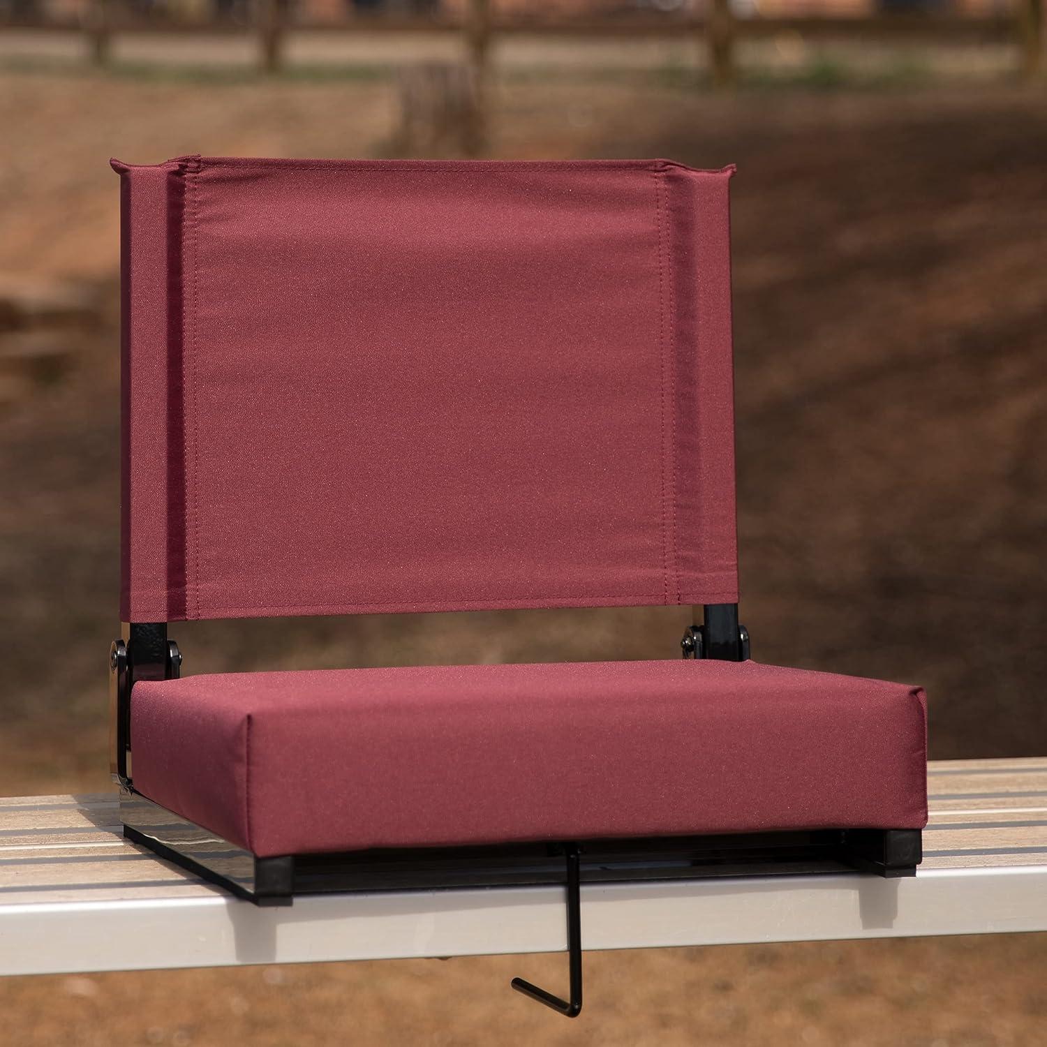 image:imageFlash Furniture Grandstand Portable Stadium Seats for Bleachers or Benches Folding Padded Stadium Chairs with Handle Pack of 2 500 lb Weight Capacity BlueMaroon
