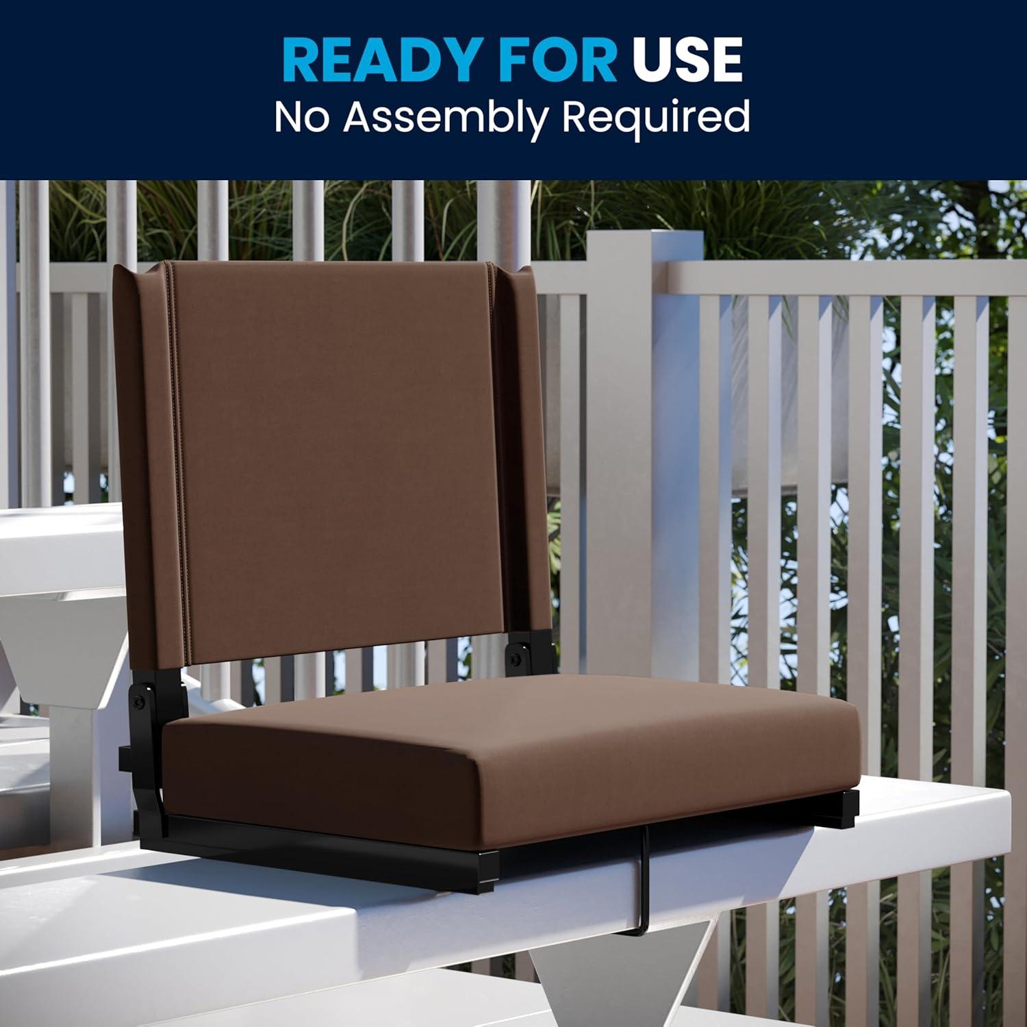 image:imageFlash Furniture Grandstand Portable Stadium Seats for Bleachers or Benches Folding Padded Stadium Chairs with Handle Pack of 2 500 lb Weight Capacity BlueBrown