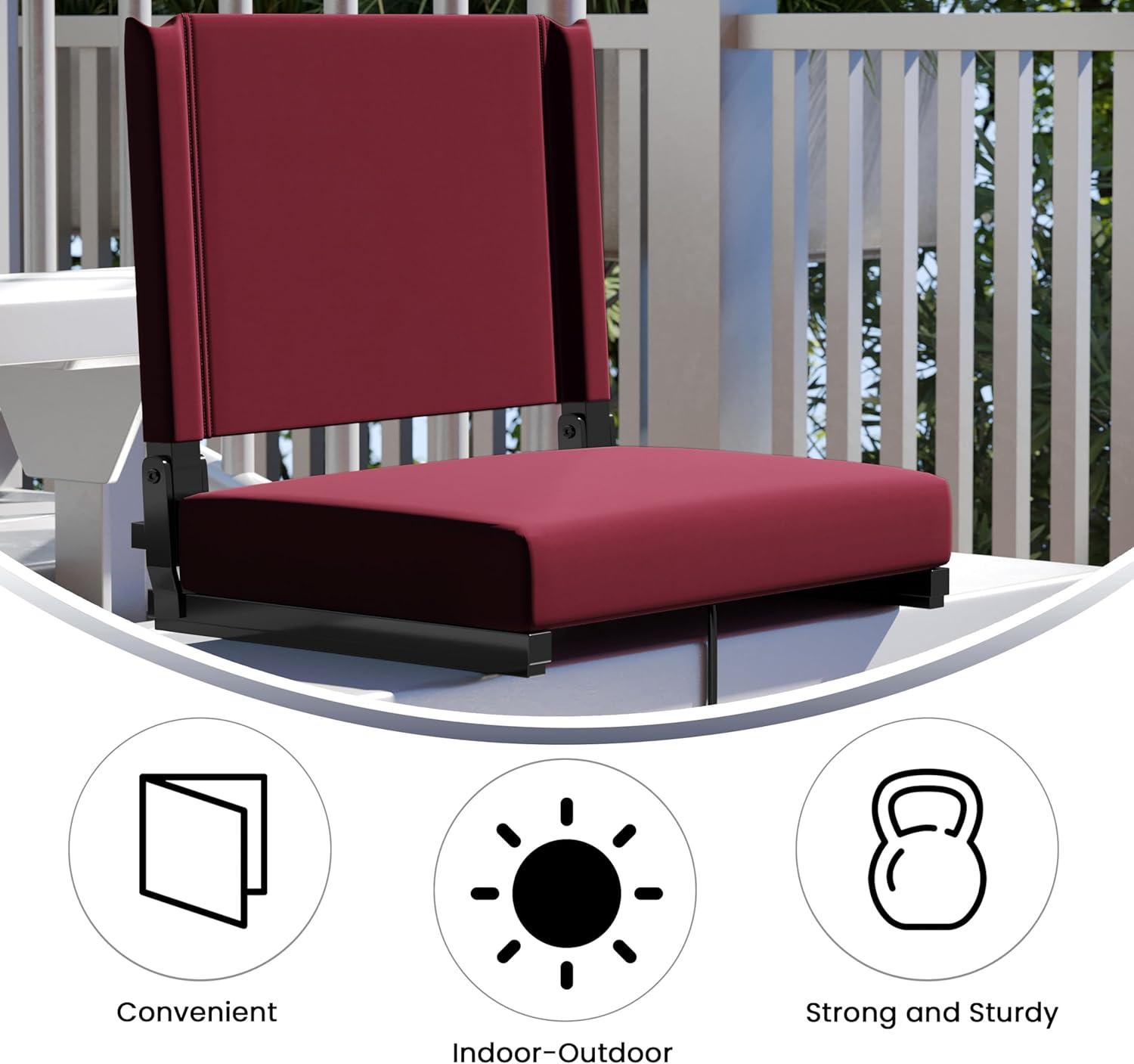 image:imageFlash Furniture Grandstand Portable Stadium Seats for Bleachers or Benches Folding Padded Stadium Chairs with Handle Pack of 2 500 lb Weight Capacity BlueMaroon