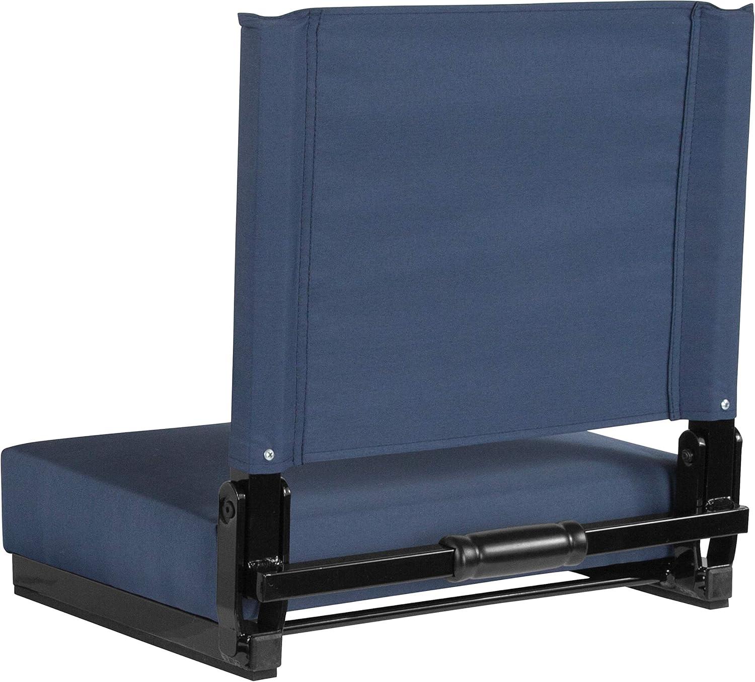 image:imageFlash Furniture Grandstand Portable Stadium Seats for Bleachers or Benches Folding Padded Stadium Chairs with Handle Pack of 2 500 lb Weight Capacity BlueNavy Blue