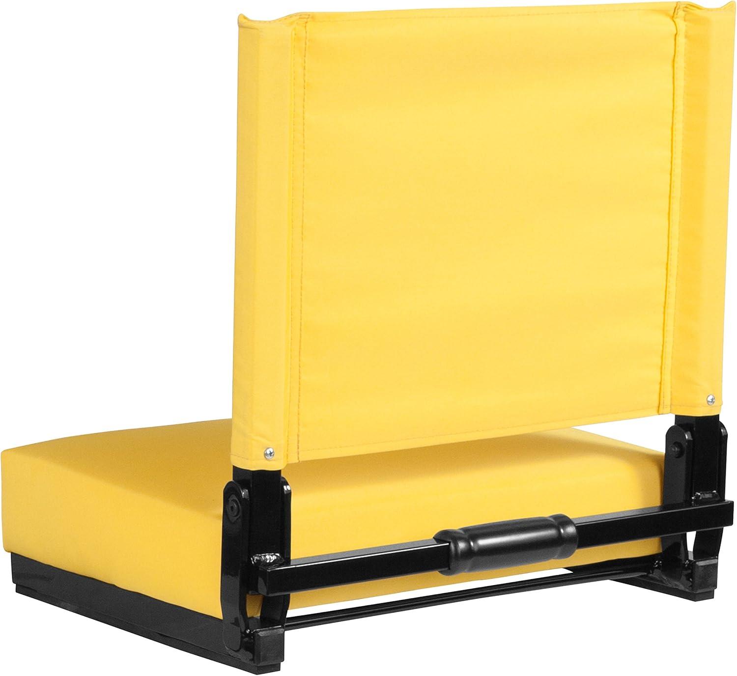 image:imageFlash Furniture Grandstand Portable Stadium Seats for Bleachers or Benches Folding Padded Stadium Chairs with Handle Pack of 2 500 lb Weight Capacity BlueYellow