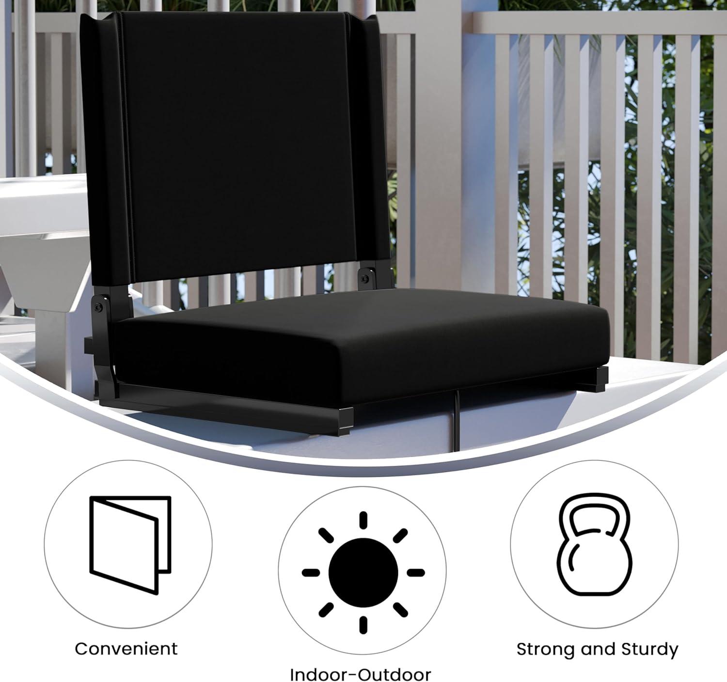 image:imageFlash Furniture Grandstand Portable Stadium Seats for Bleachers or Benches Folding Padded Stadium Chairs with Handle Pack of 2 500 lb Weight Capacity BlueBlack