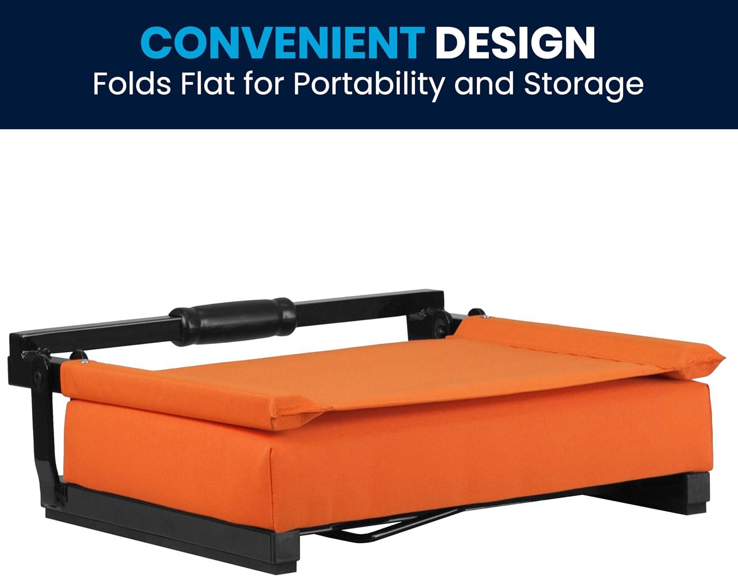 image:imageFlash Furniture Grandstand Portable Stadium Seats for Bleachers or Benches Folding Padded Stadium Chairs with Handle Pack of 2 500 lb Weight Capacity BlueOrange