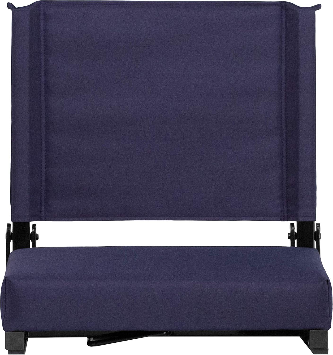 image:imageFlash Furniture Grandstand Portable Stadium Seats for Bleachers or Benches Folding Padded Stadium Chairs with Handle Pack of 2 500 lb Weight Capacity BlueNavy