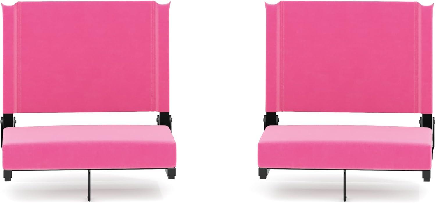 image:imageFlash Furniture Grandstand Portable Stadium Seats for Bleachers or Benches Folding Padded Stadium Chairs with Handle Pack of 2 500 lb Weight Capacity BluePink