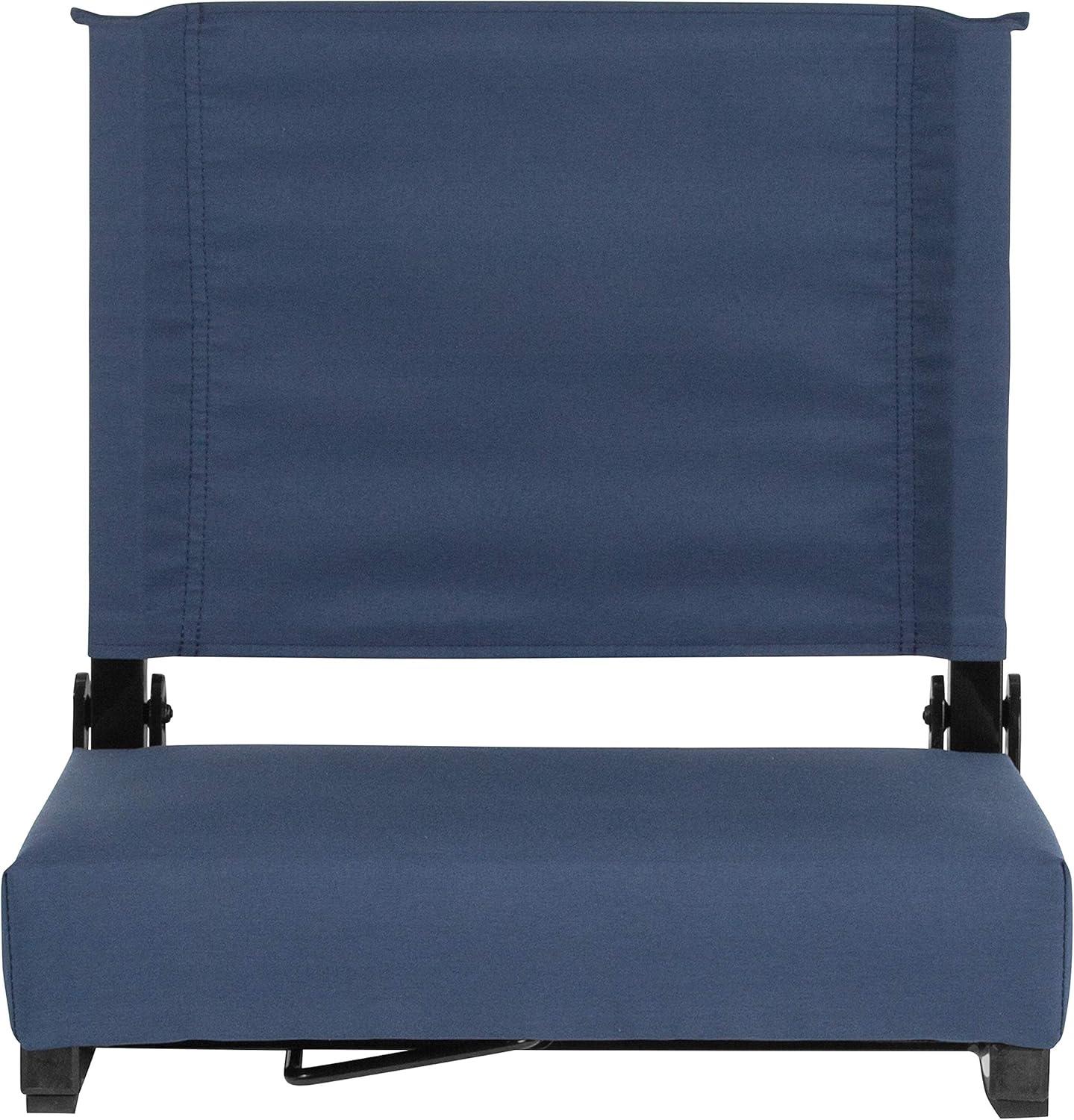image:imageFlash Furniture Grandstand Portable Stadium Seats for Bleachers or Benches Folding Padded Stadium Chairs with Handle Pack of 2 500 lb Weight Capacity BlueNavy Blue