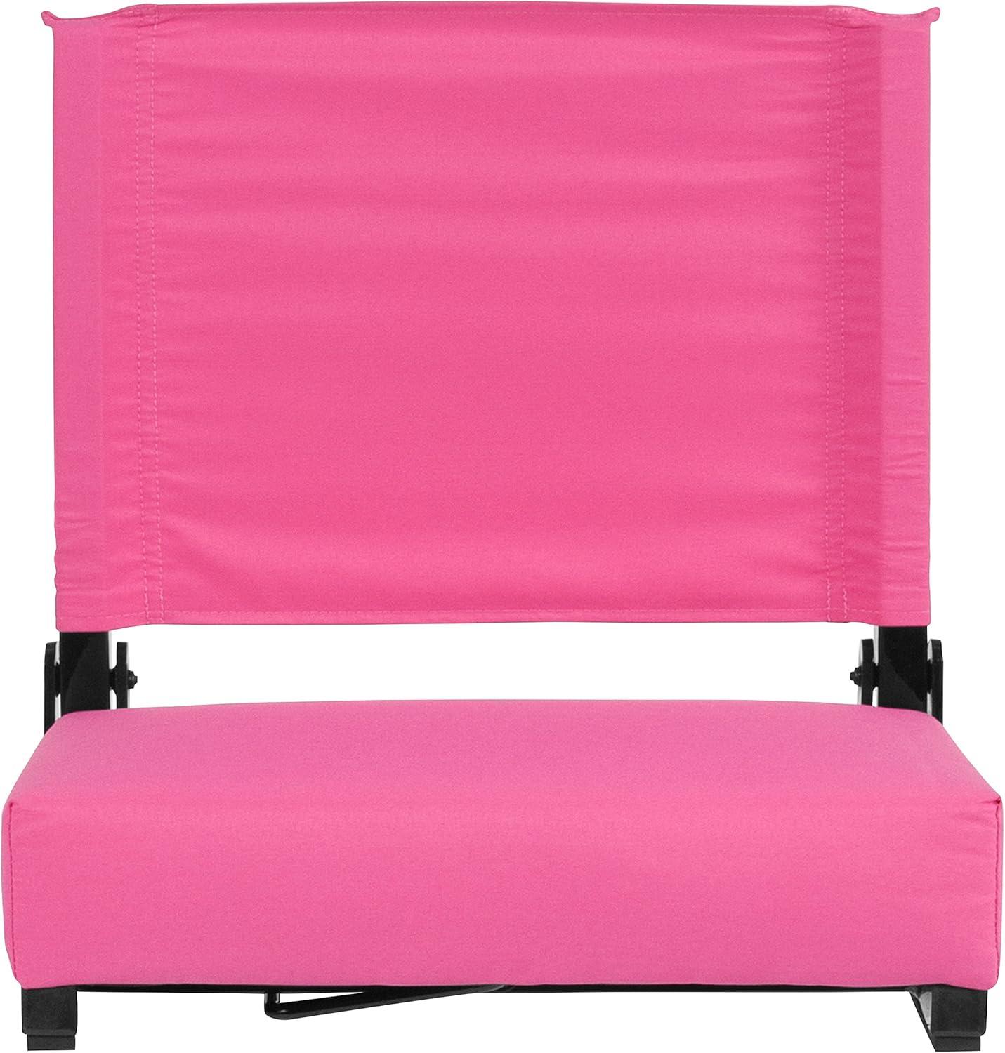 image:imageFlash Furniture Grandstand Portable Stadium Seats for Bleachers or Benches Folding Padded Stadium Chairs with Handle Pack of 2 500 lb Weight Capacity BluePink