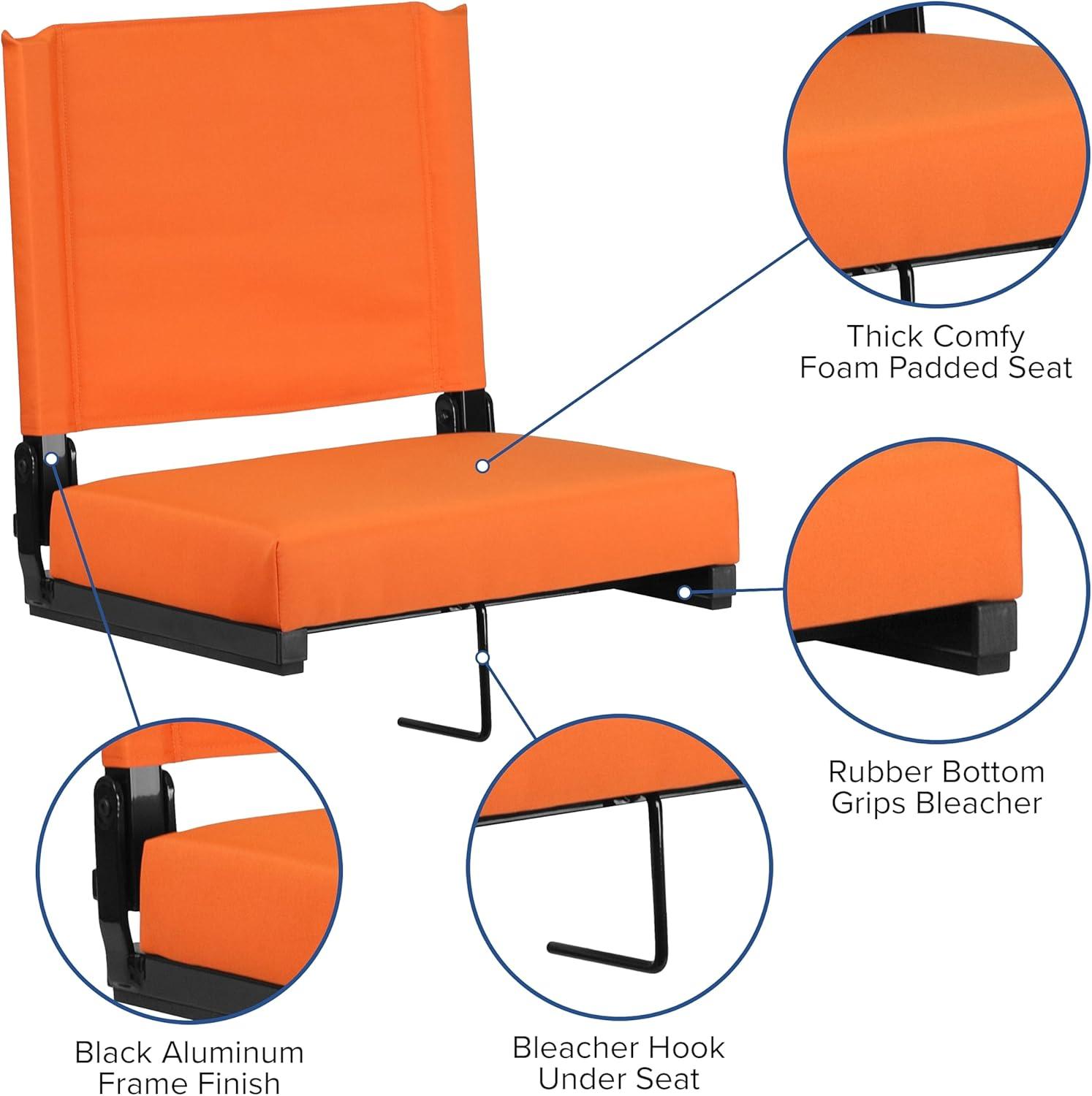 image:imageFlash Furniture Grandstand Portable Stadium Seats for Bleachers or Benches Folding Padded Stadium Chairs with Handle Pack of 2 500 lb Weight Capacity BlueOrange