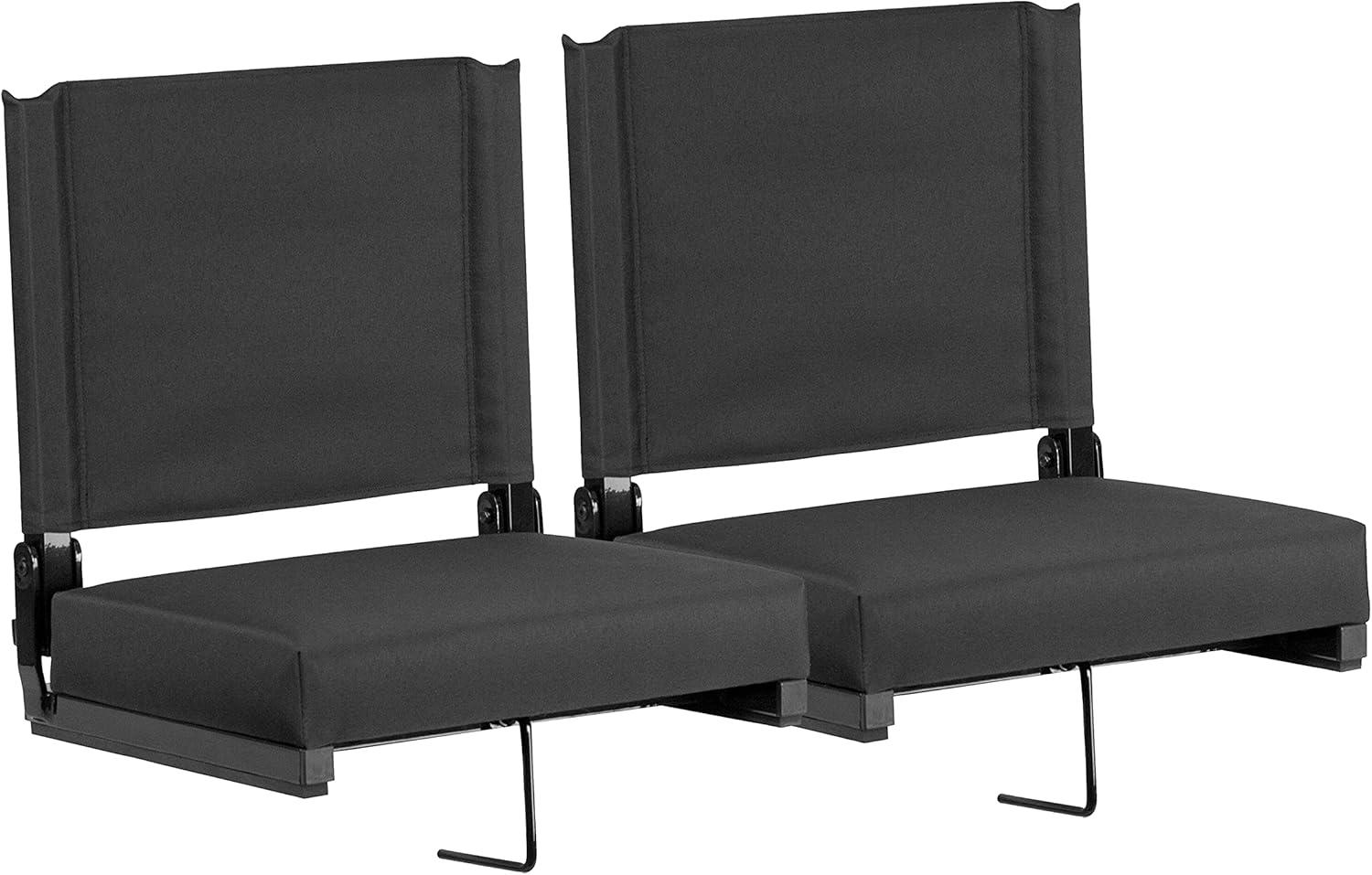 image:imageFlash Furniture Grandstand Portable Stadium Seats for Bleachers or Benches Folding Padded Stadium Chairs with Handle Pack of 2 500 lb Weight Capacity BlueBlack