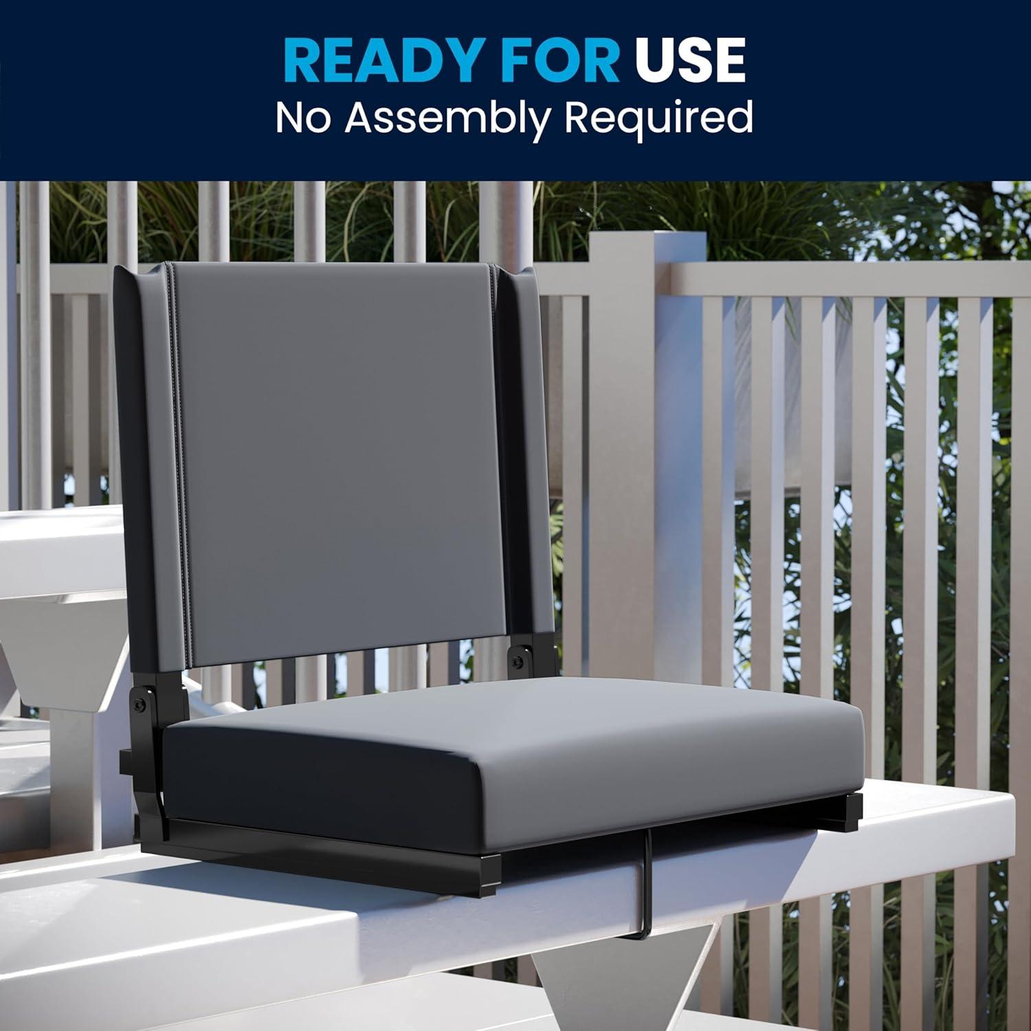 image:imageFlash Furniture Grandstand Portable Stadium Seats for Bleachers or Benches Folding Padded Stadium Chairs with Handle Pack of 2 500 lb Weight Capacity BlueGrey