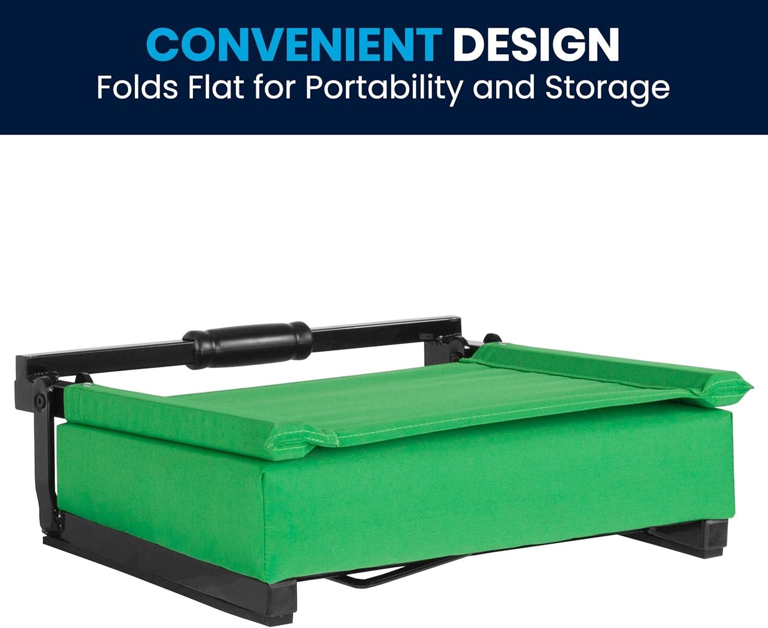 image:imageFlash Furniture Grandstand Portable Stadium Seats for Bleachers or Benches Folding Padded Stadium Chairs with Handle Pack of 2 500 lb Weight Capacity BlueBright Green