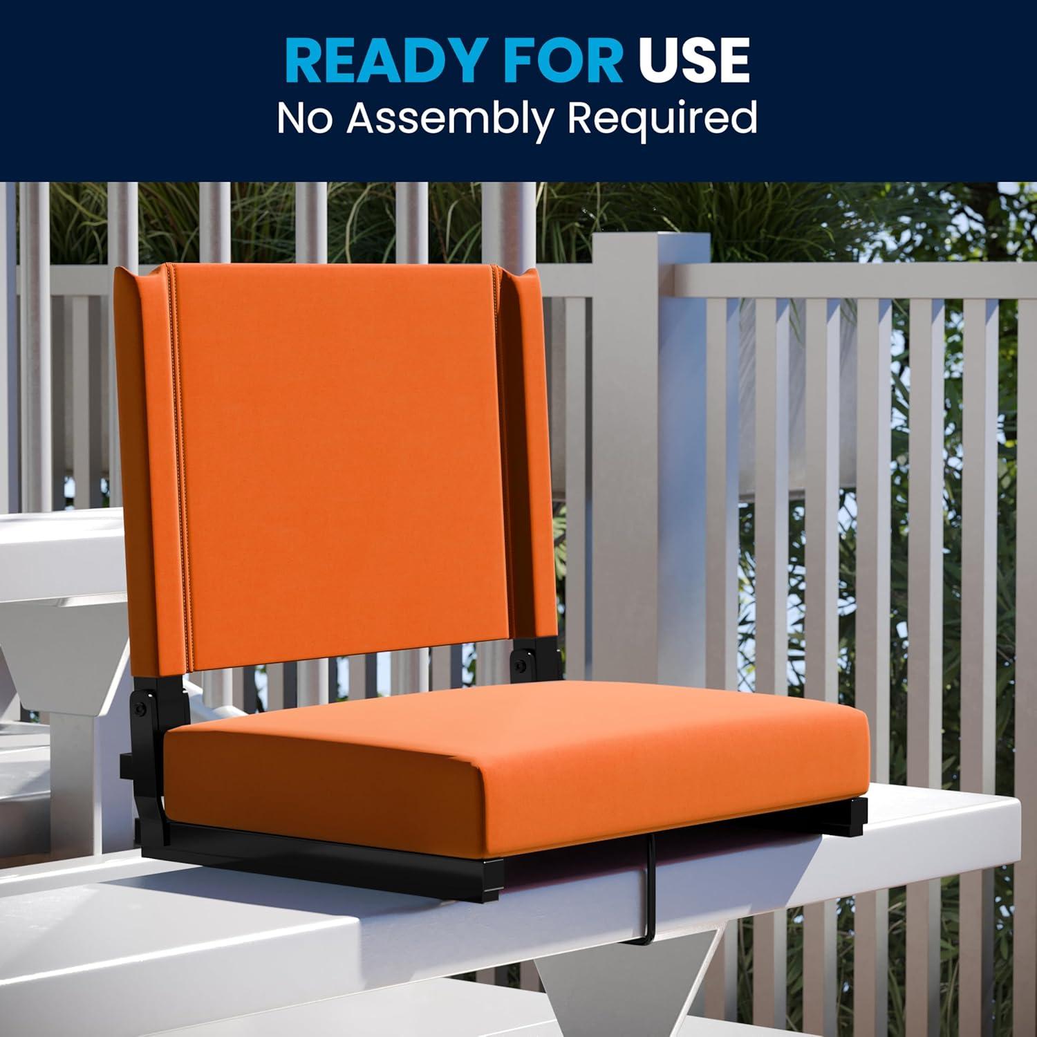 image:imageFlash Furniture Grandstand Portable Stadium Seats for Bleachers or Benches Folding Padded Stadium Chairs with Handle Pack of 2 500 lb Weight Capacity BlueOrange