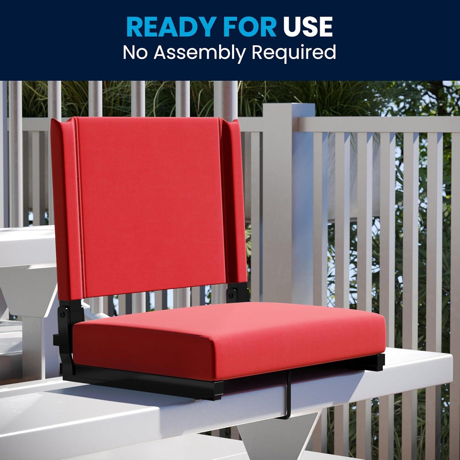 image:imageFlash Furniture Grandstand Portable Stadium Seats for Bleachers or Benches Folding Padded Stadium Chairs with Handle Pack of 2 500 lb Weight Capacity BlueRed