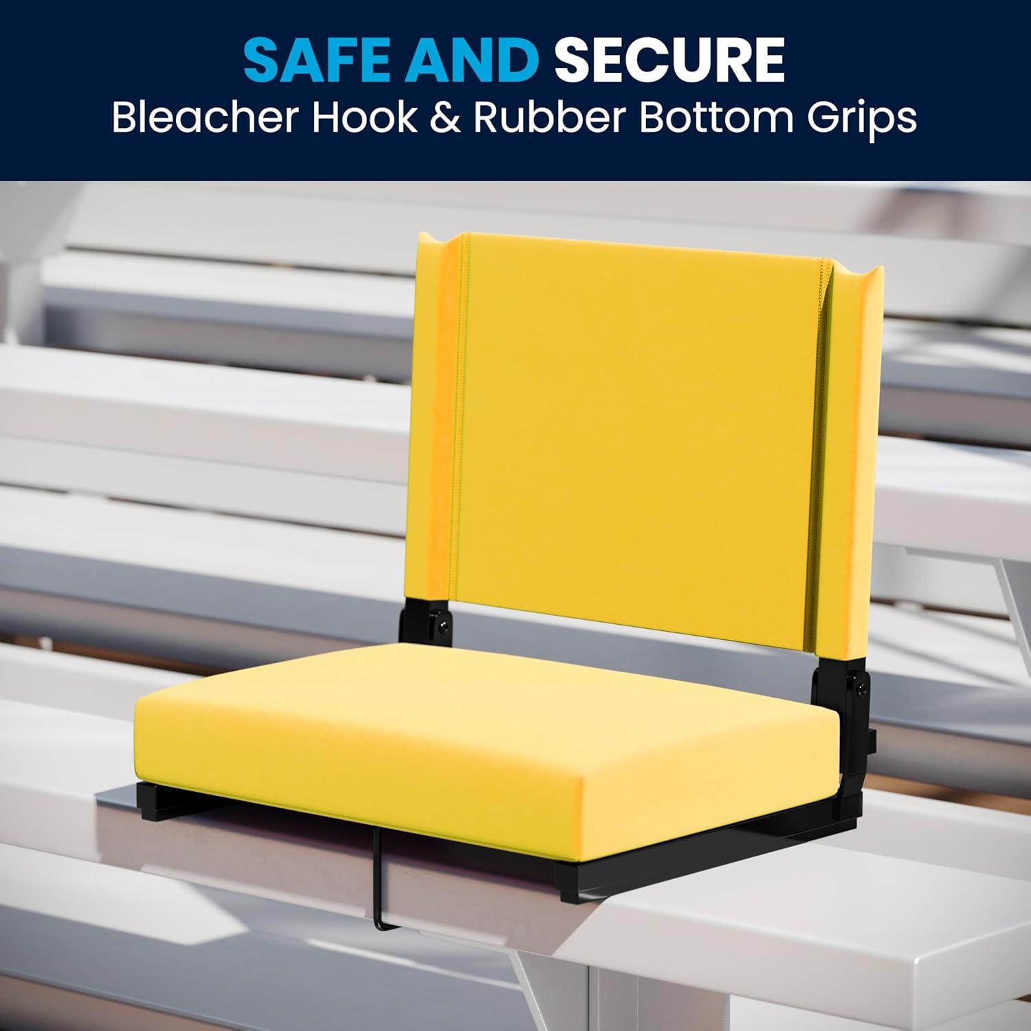 image:imageFlash Furniture Grandstand Portable Stadium Seats for Bleachers or Benches Folding Padded Stadium Chairs with Handle Pack of 2 500 lb Weight Capacity BlueYellow