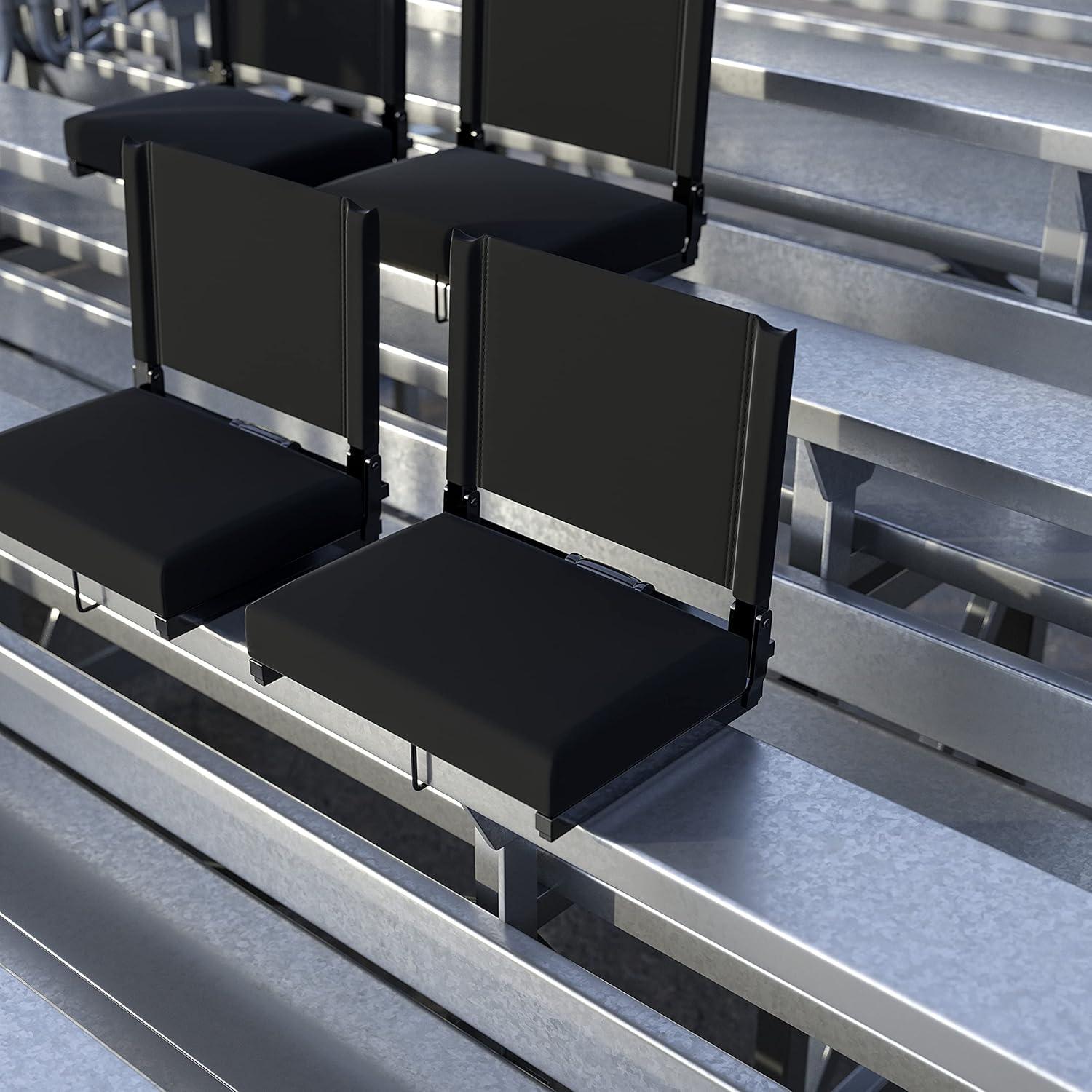 image:imageFlash Furniture Grandstand Portable Stadium Seats for Bleachers or Benches Folding Padded Stadium Chairs with Handle Pack of 2 500 lb Weight Capacity BlueBlack