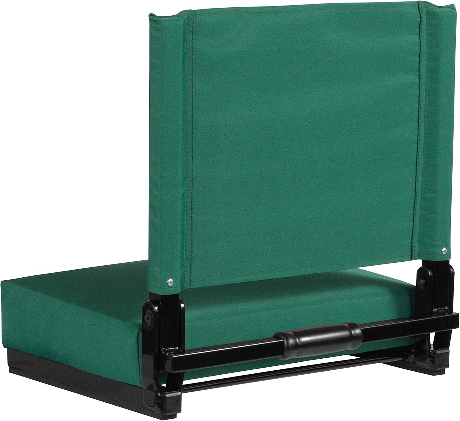 image:imageFlash Furniture Grandstand Portable Stadium Seats for Bleachers or Benches Folding Padded Stadium Chairs with Handle Pack of 2 500 lb Weight Capacity BlueHunter Green