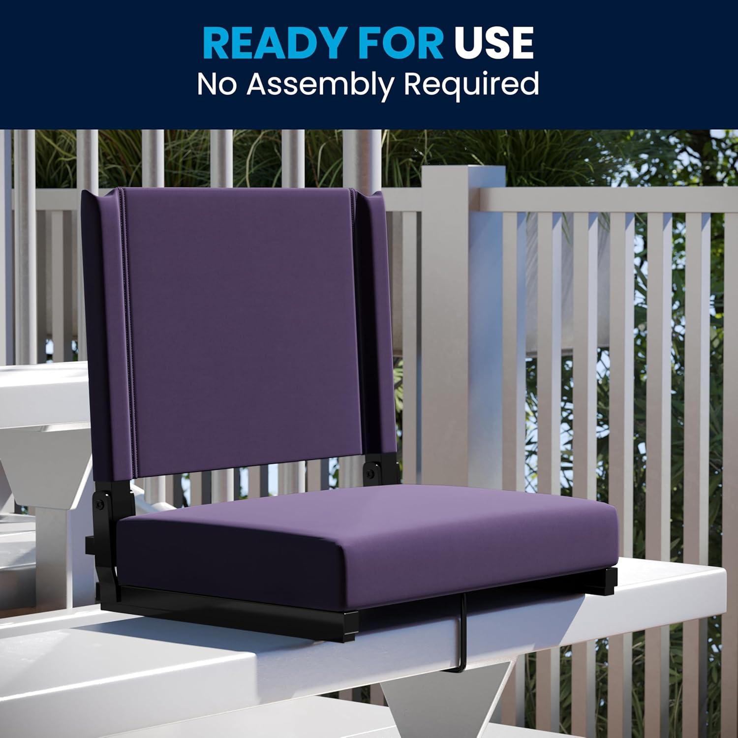 image:imageFlash Furniture Grandstand Portable Stadium Seats for Bleachers or Benches Folding Padded Stadium Chairs with Handle Pack of 2 500 lb Weight Capacity BlueDark Purple