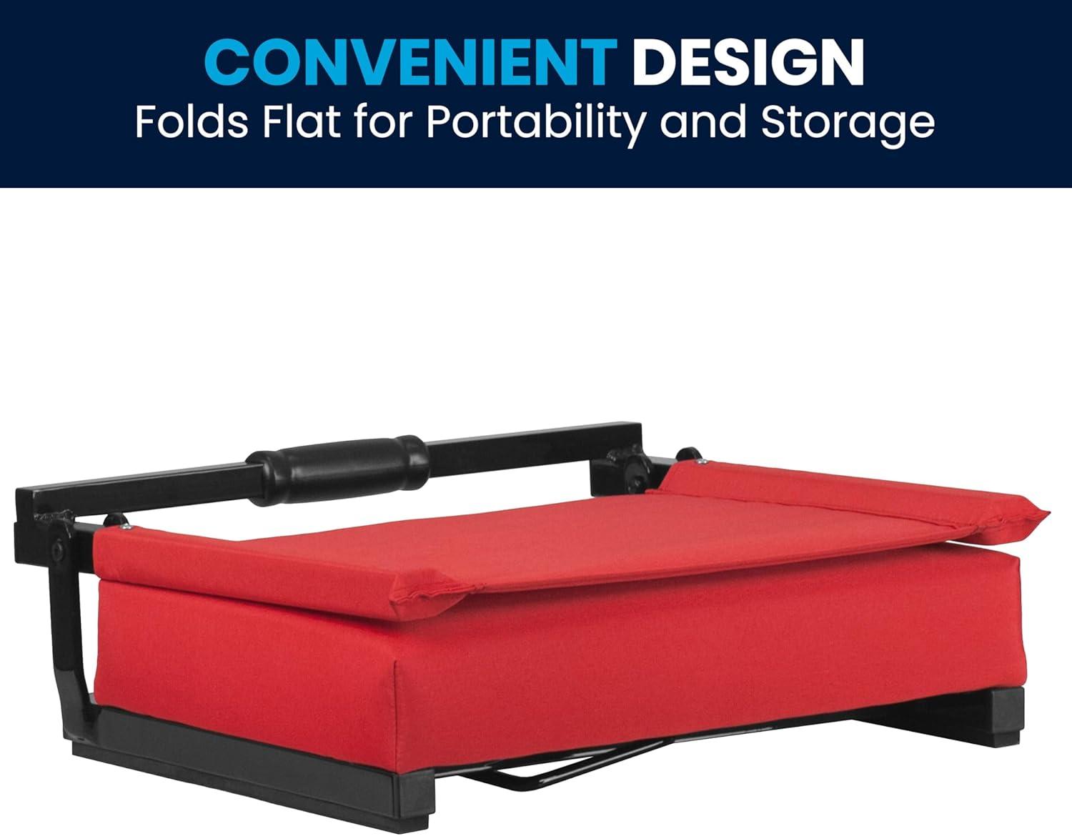 image:imageFlash Furniture Grandstand Portable Stadium Seats for Bleachers or Benches Folding Padded Stadium Chairs with Handle Pack of 2 500 lb Weight Capacity BlueRed