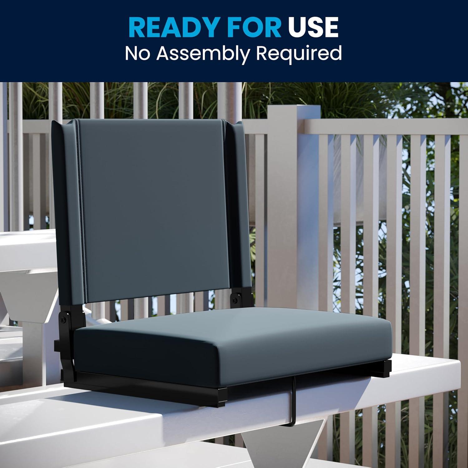image:imageFlash Furniture Grandstand Portable Stadium Seats for Bleachers or Benches Folding Padded Stadium Chairs with Handle Pack of 2 500 lb Weight Capacity BlueDark Blue